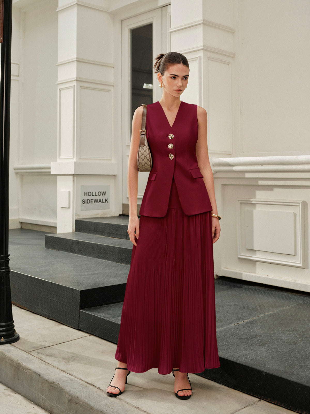 Decor Pockets Tailored Vest-Chicvia