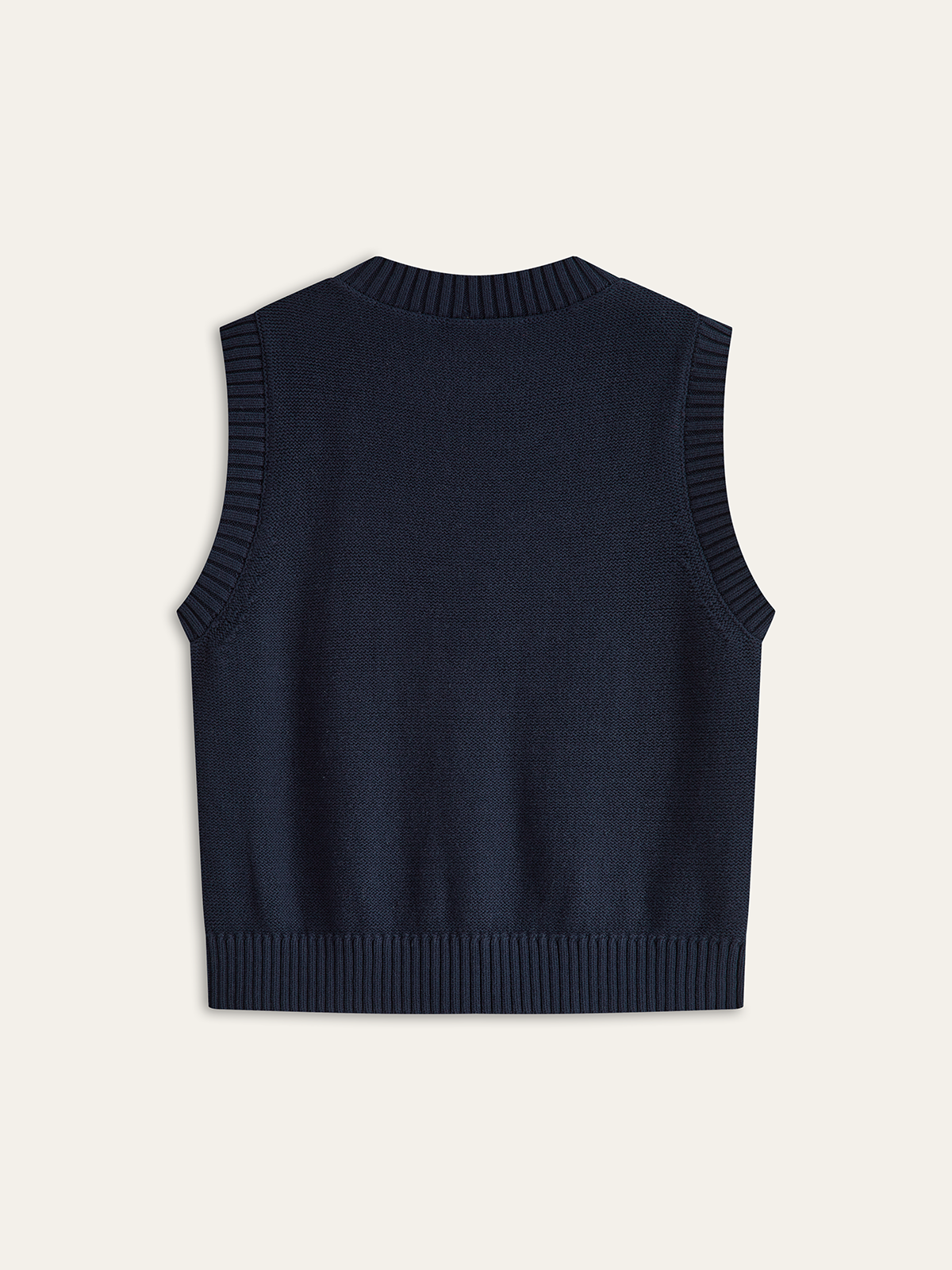 Cable-Knit Button V-Neck Vest-Chicvia