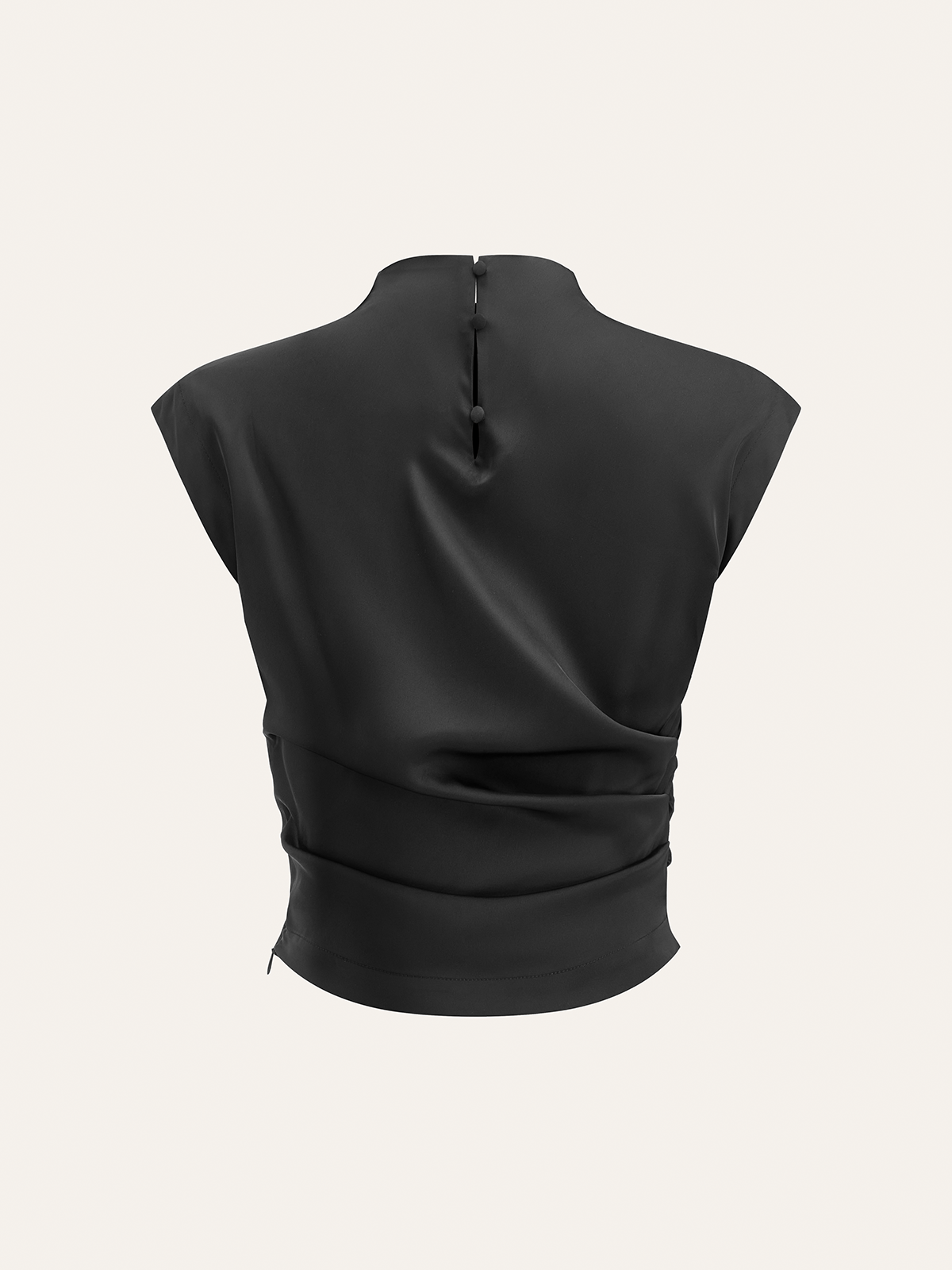 Mock Neck Cap Sleeve Ruched Top-Chicvia