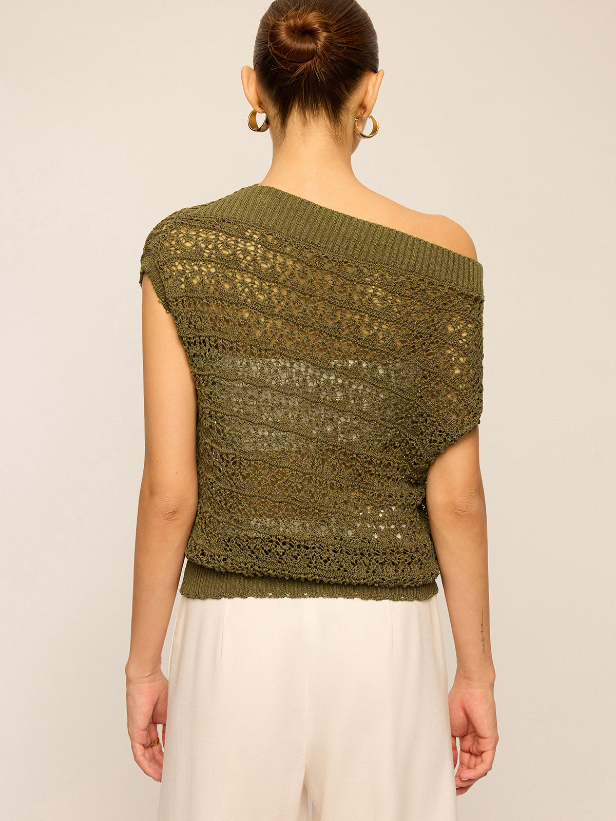 Crochet Knit Off-Shoulder Top-Chicvia