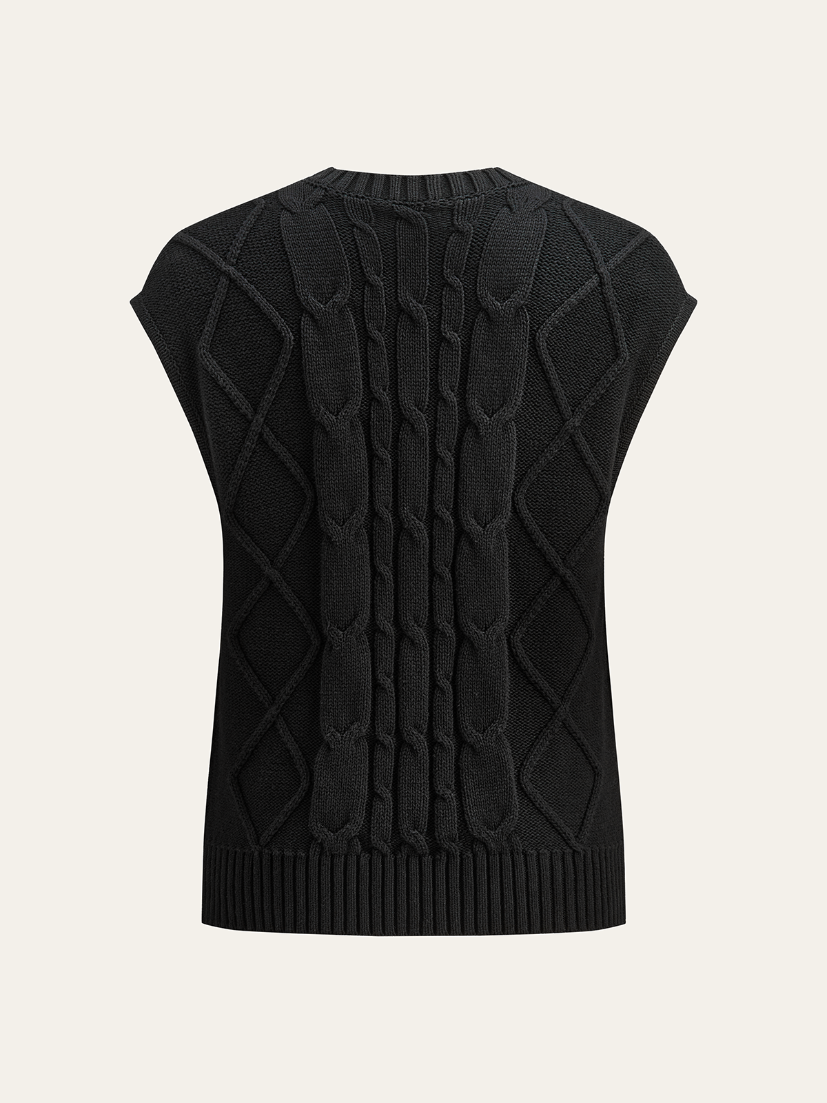 Cable-Knit Bow Cap Sleeve Vest-Chicvia