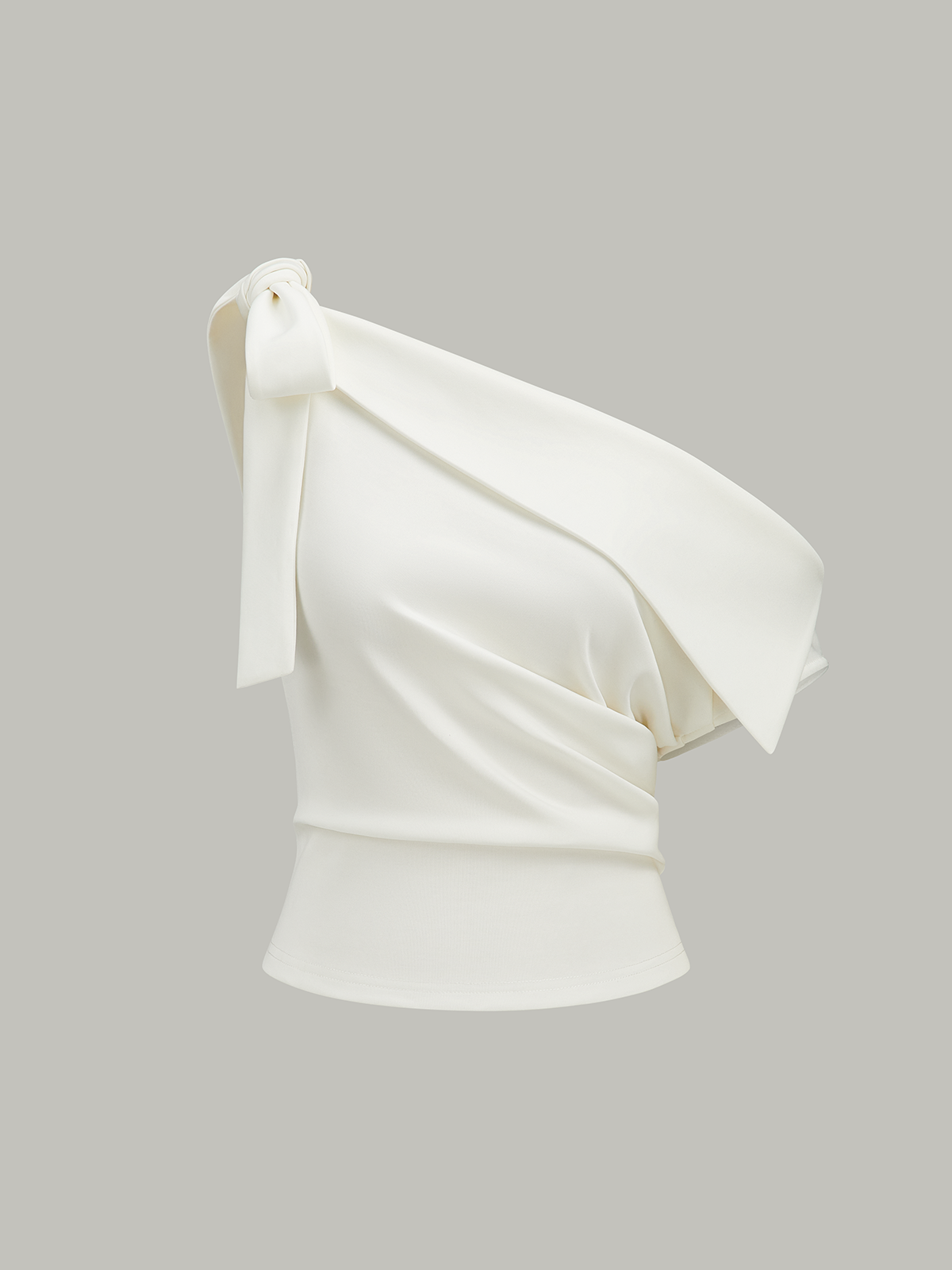 One-Shoulder Top With Bow Detail-Chicvia