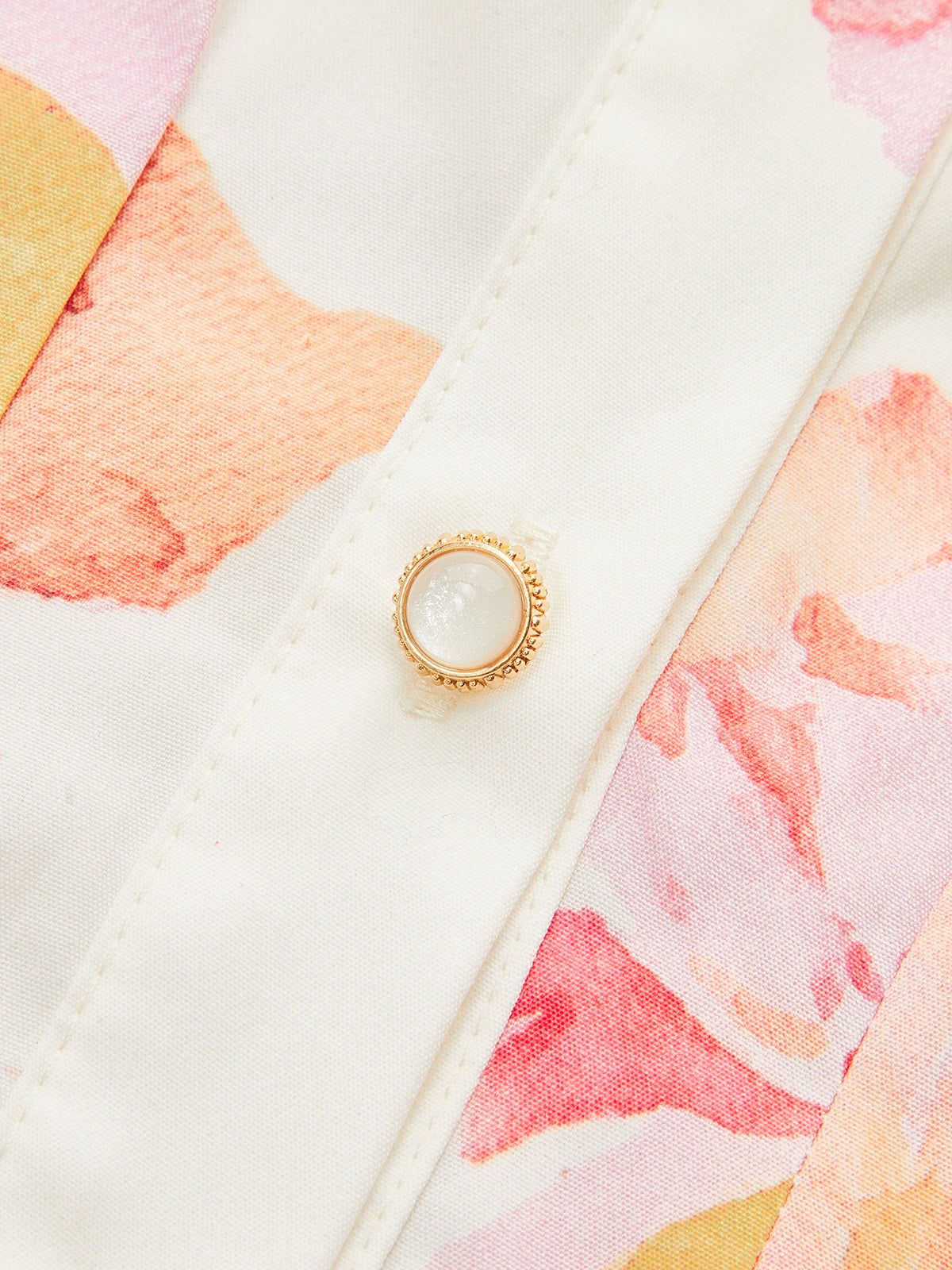 Floral Print Pleated Shirt Dress with Belt-Chicvia