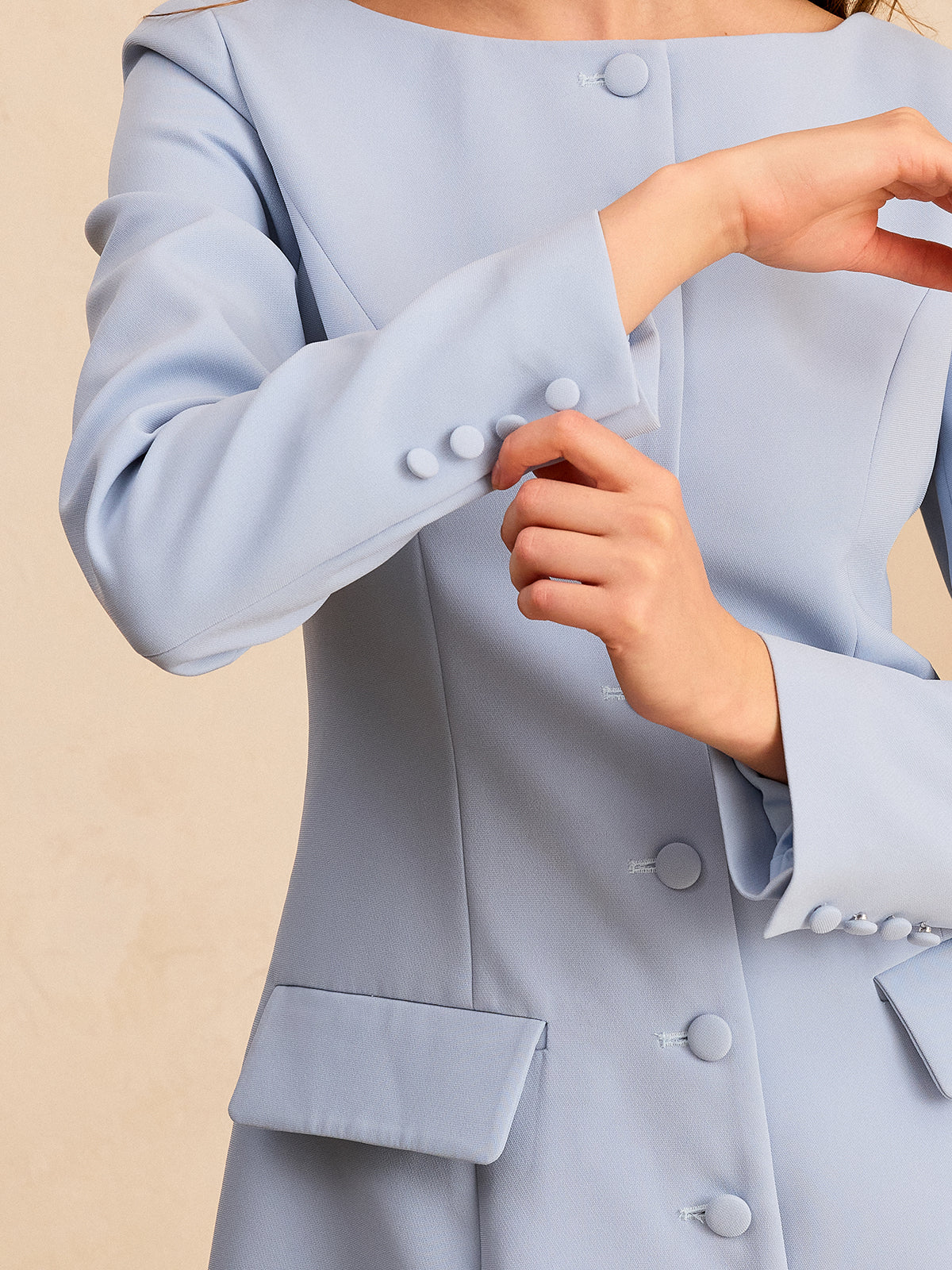 Long Sleeve Fitted A-Line Dress-Chicvia