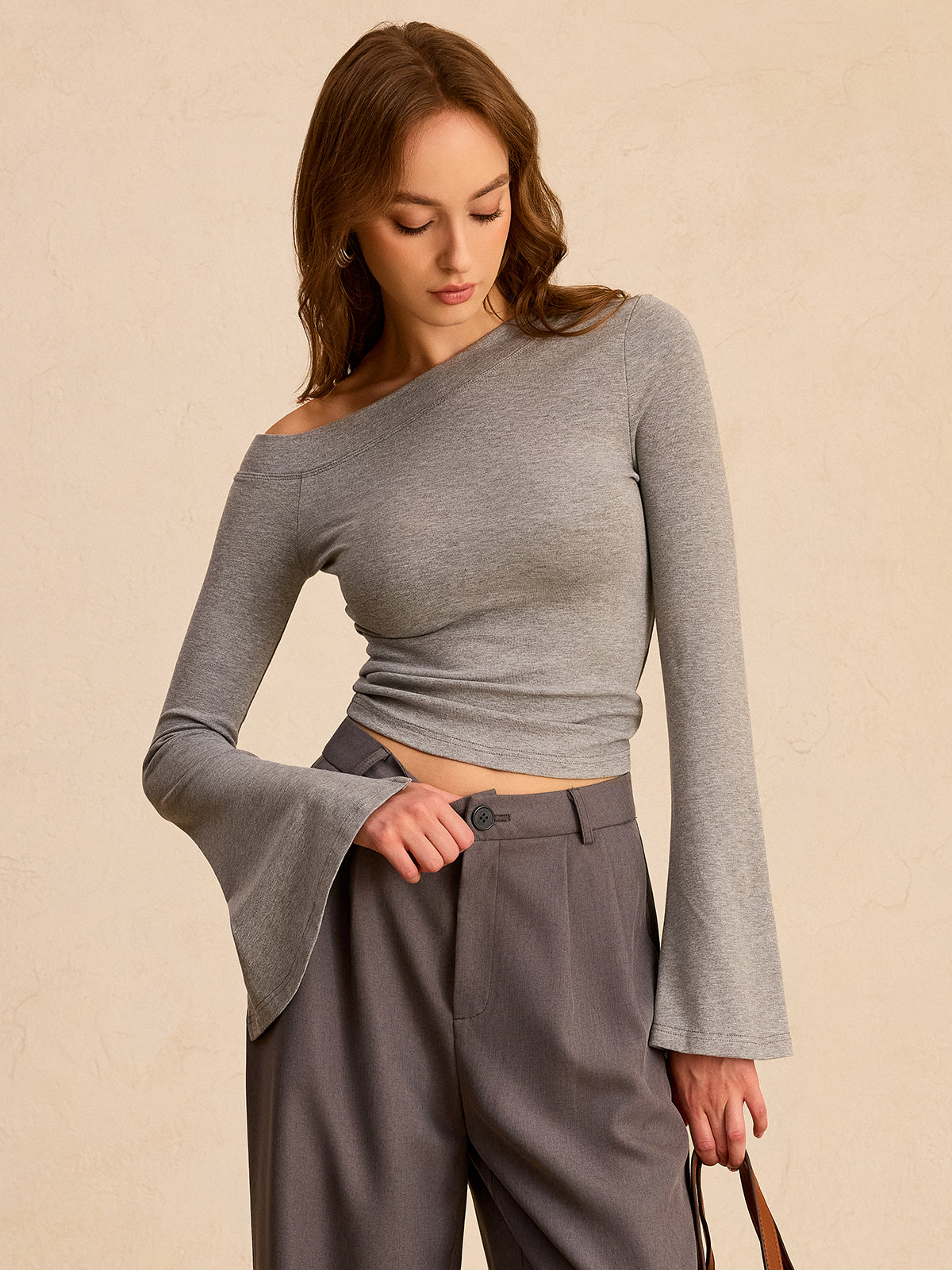 Off-Shoulder Bell-Sleeve Blouse-Chicvia