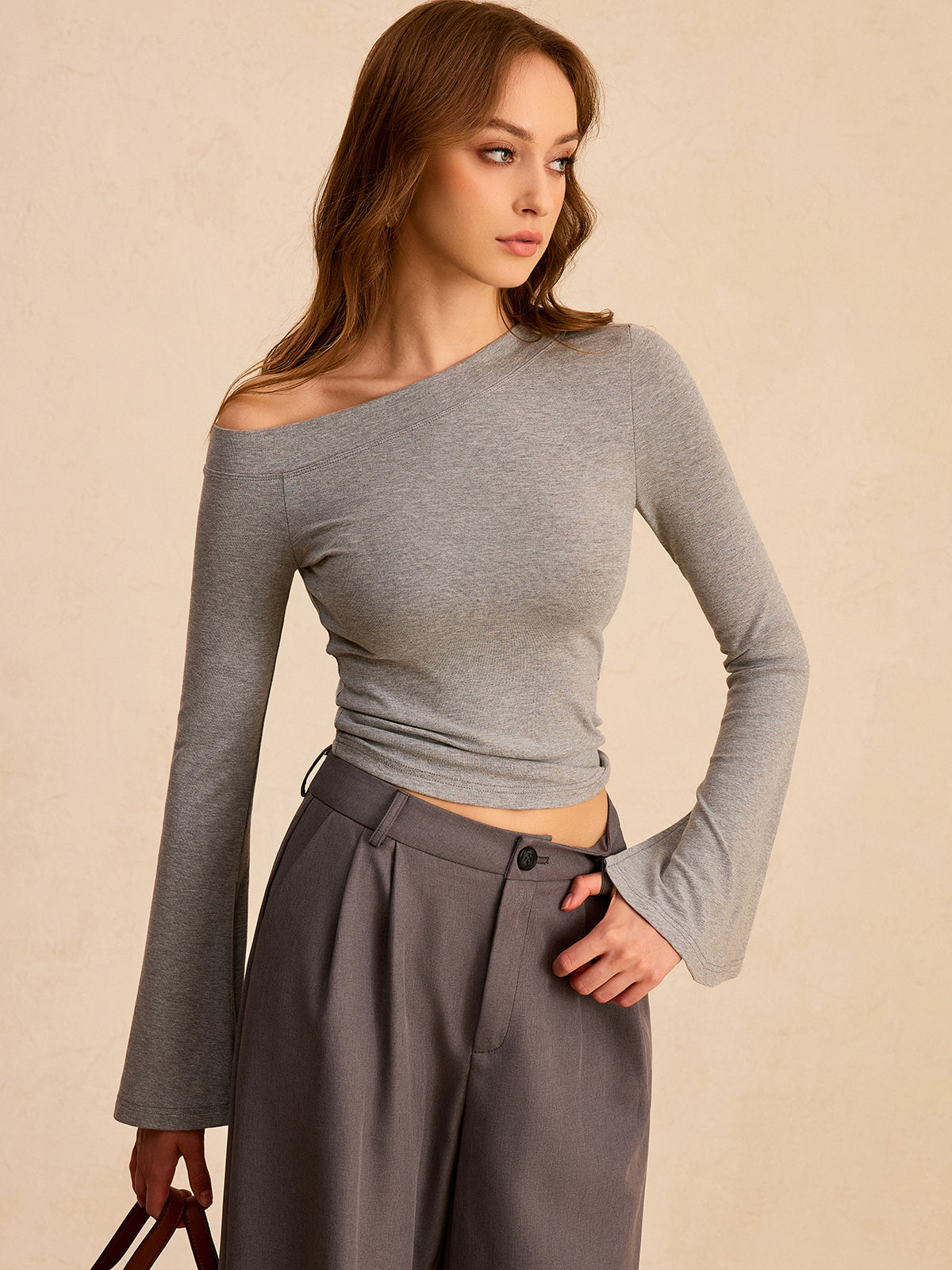 Off-Shoulder Bell-Sleeve Blouse-Chicvia