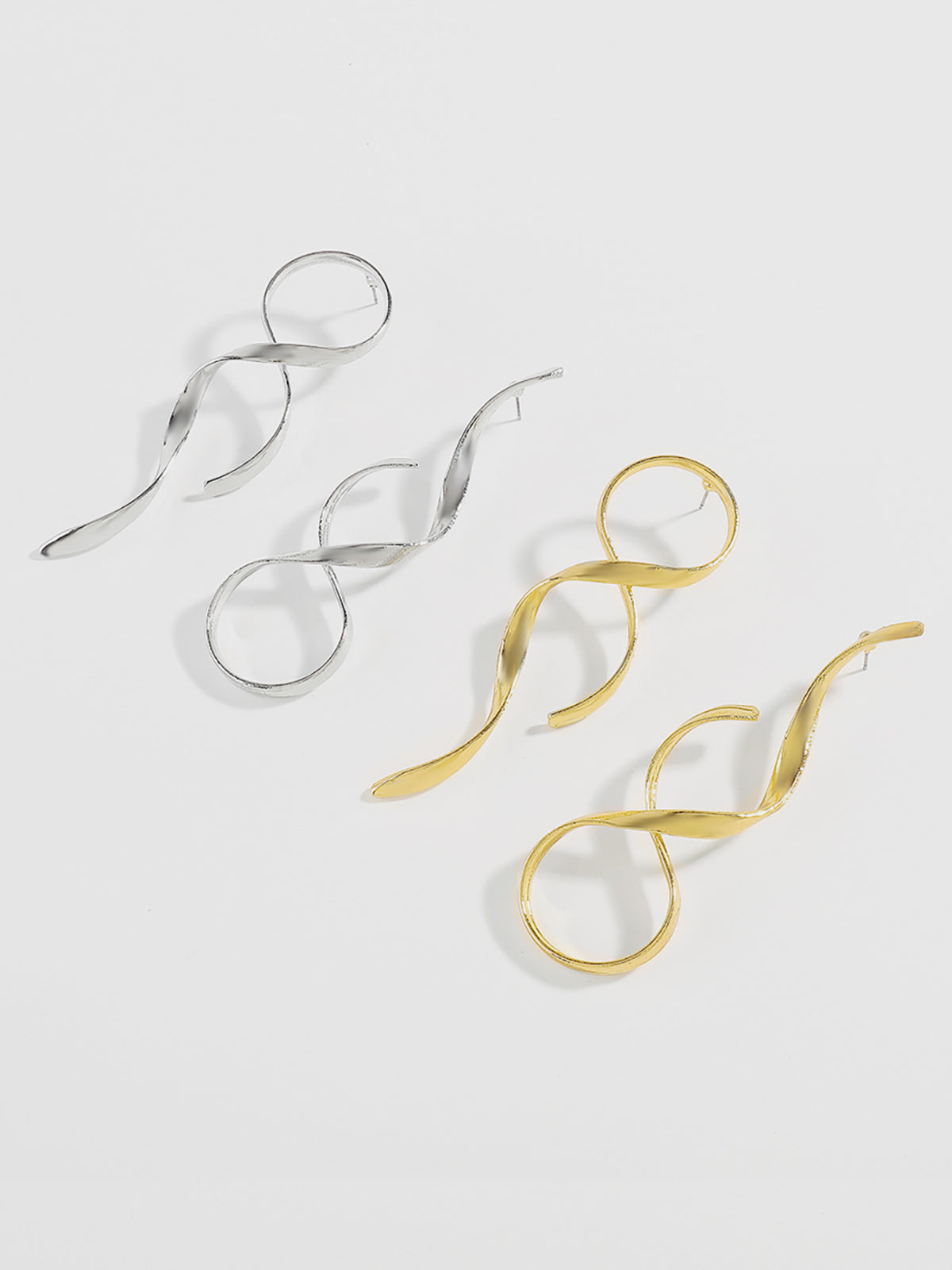 Golden Twisted Drop Earrings-Chicvia