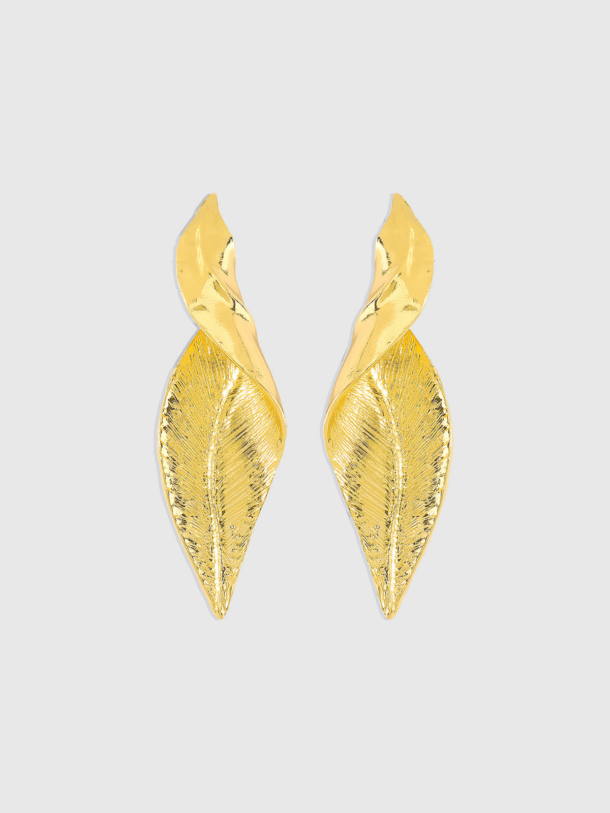 Golden Leaf-Shaped Drop Earrings-Chicvia
