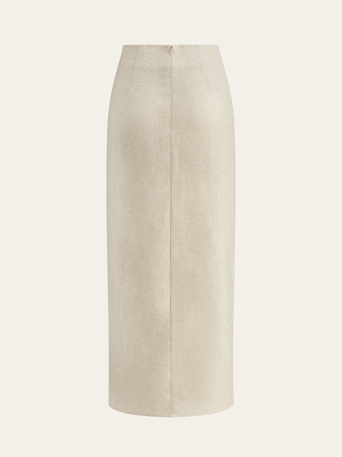 Linen Blend Wrap Midi Skirt with Wooden Buckle-Chicvia