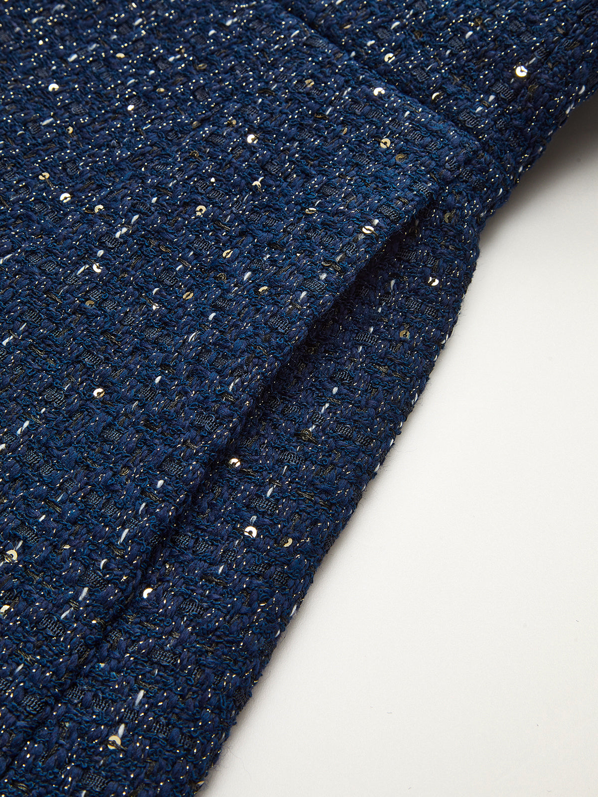 Metal Button Belted Tweed Jacket-Chicvia