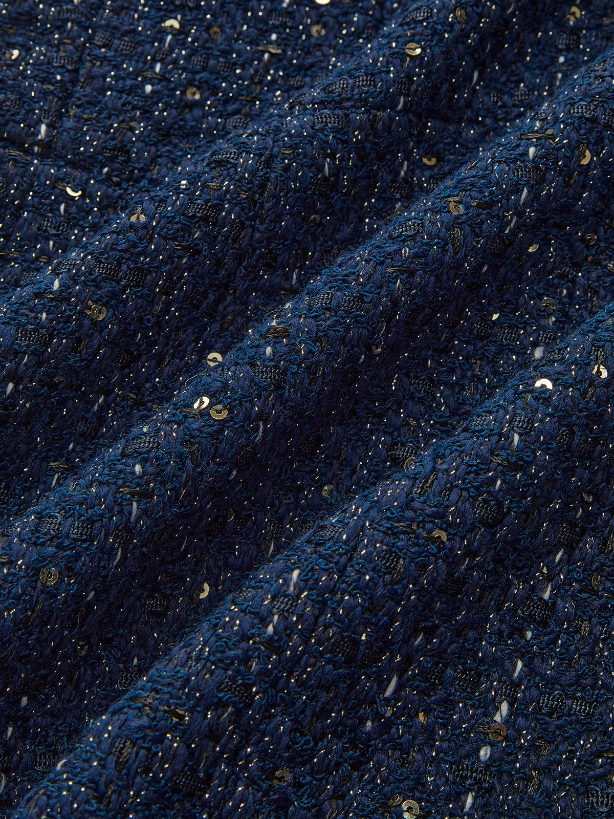 Metal Button Belted Tweed Jacket-Chicvia