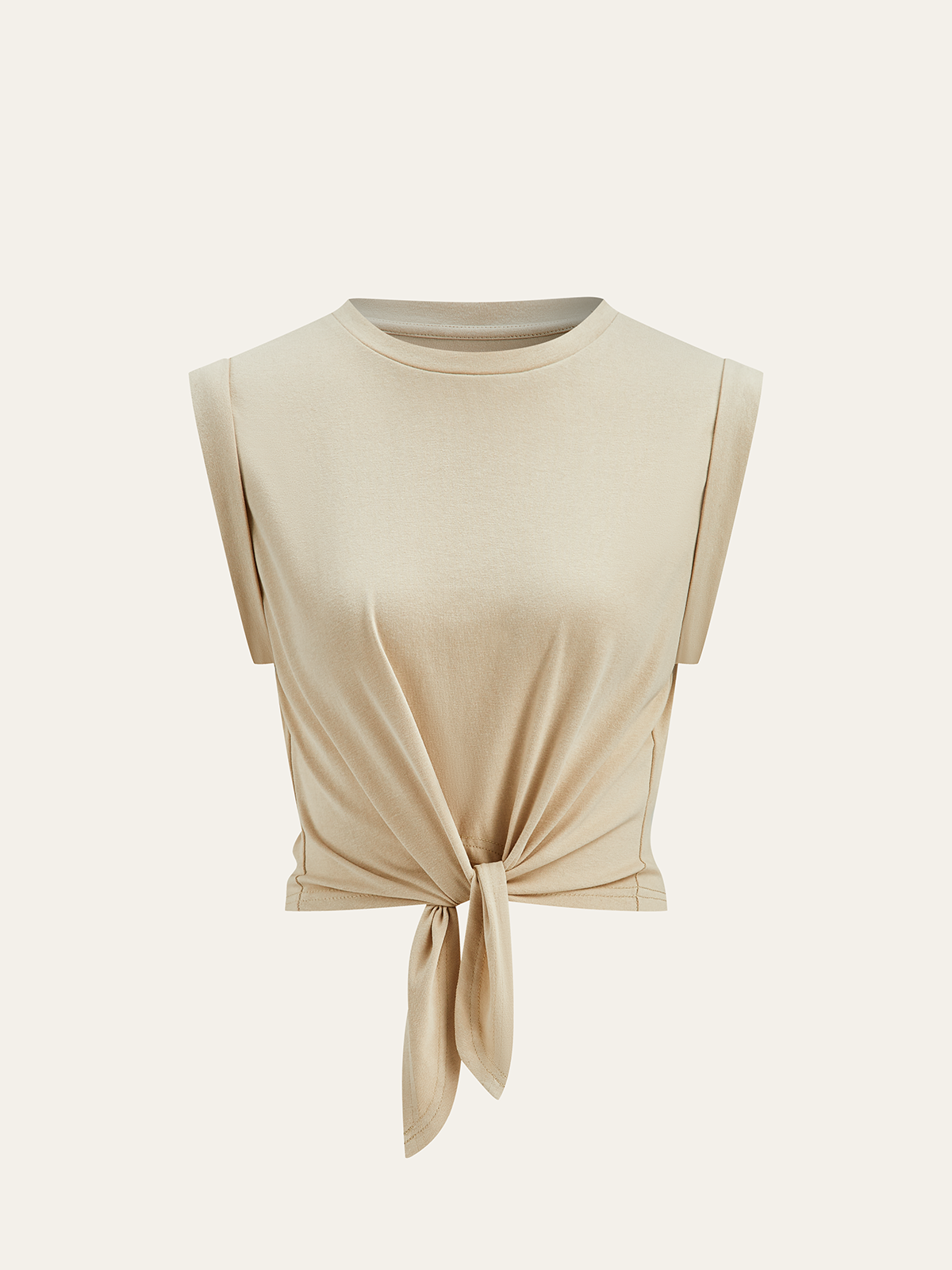 Cotton Knotted T-Shirt-Chicvia