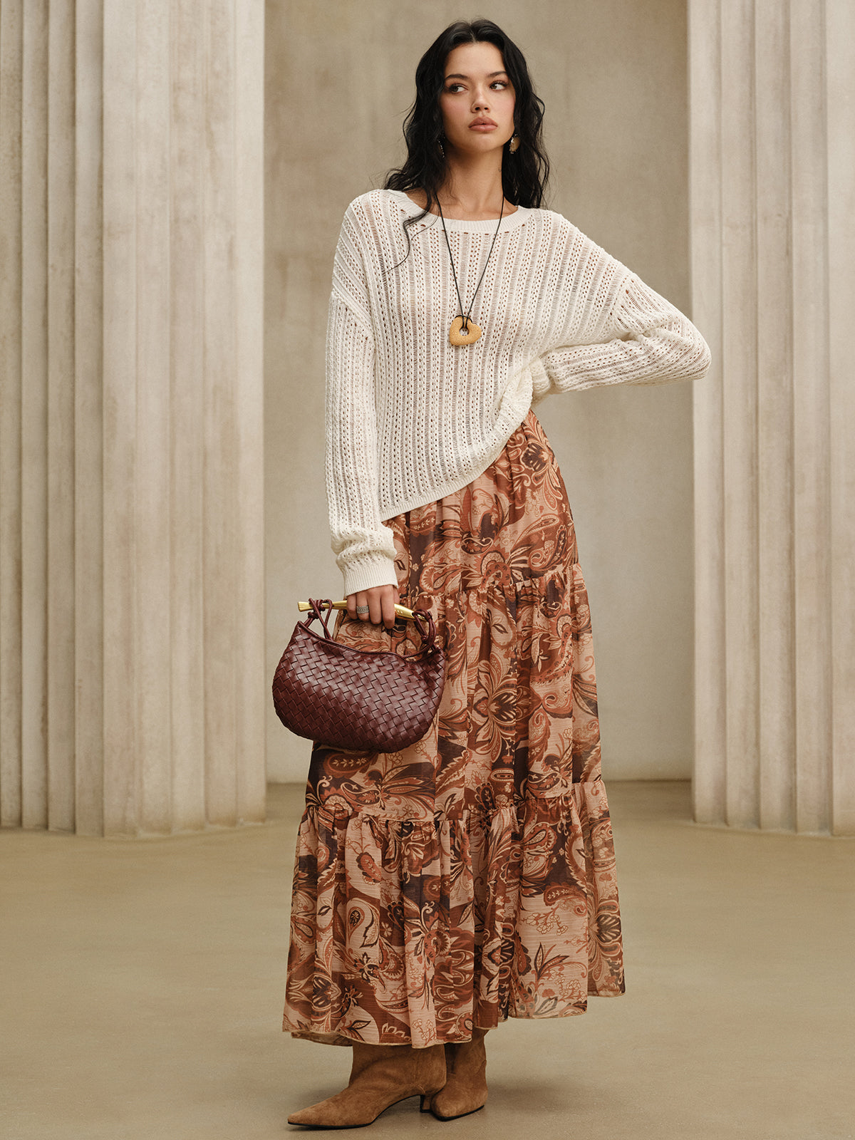 Oversized Crew Neck Sweater-Chicvia