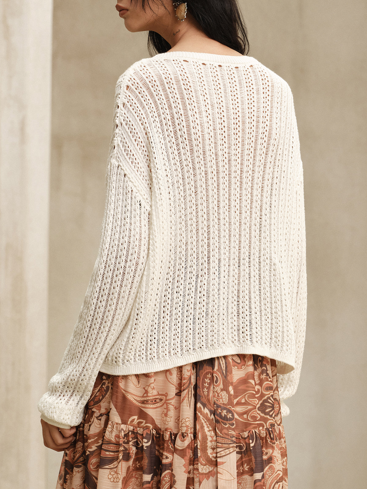 Oversized Crew Neck Sweater-Chicvia