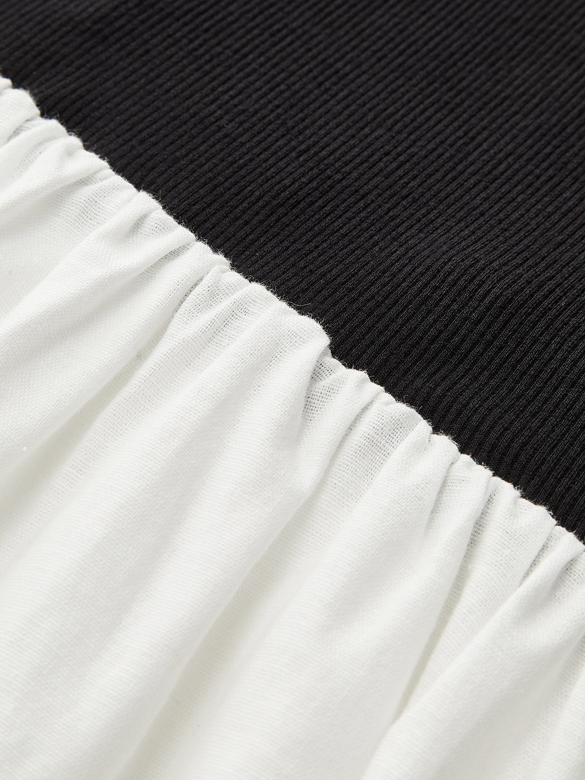 Crew Neck Contrast-Paneled Asymmetric Maxi Dress-Chicvia