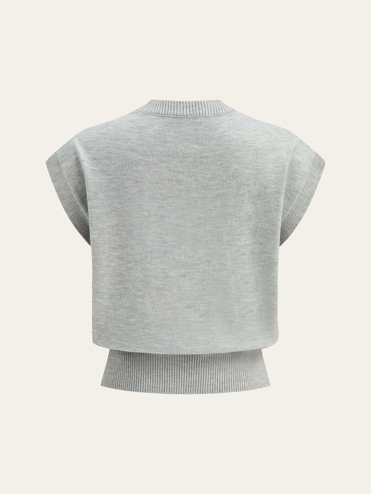 Flower Applique Cap Sleeve Knit Top-Chicvia