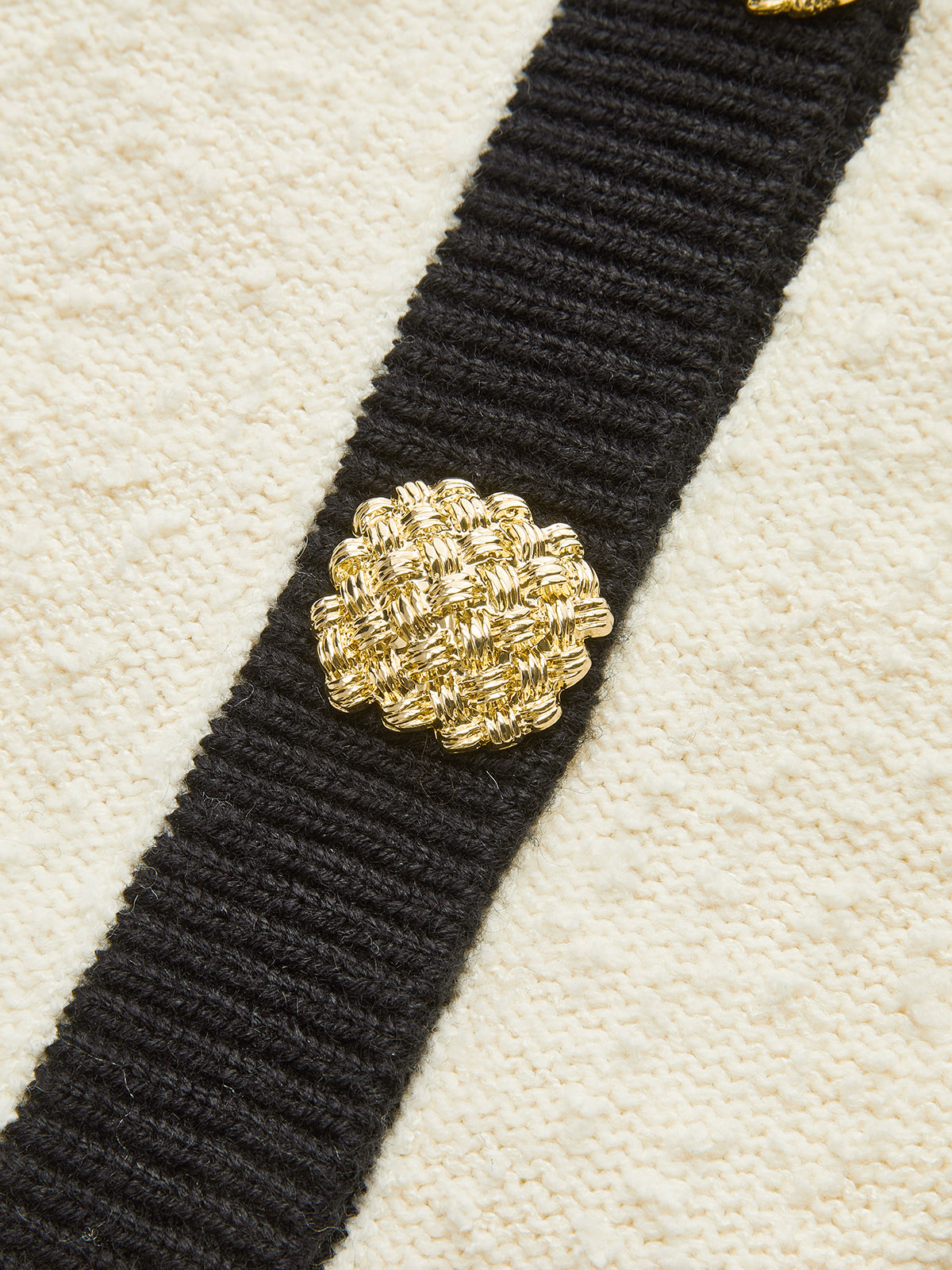 Contrast Trim Metal Button Textured Knit Vest-Chicvia