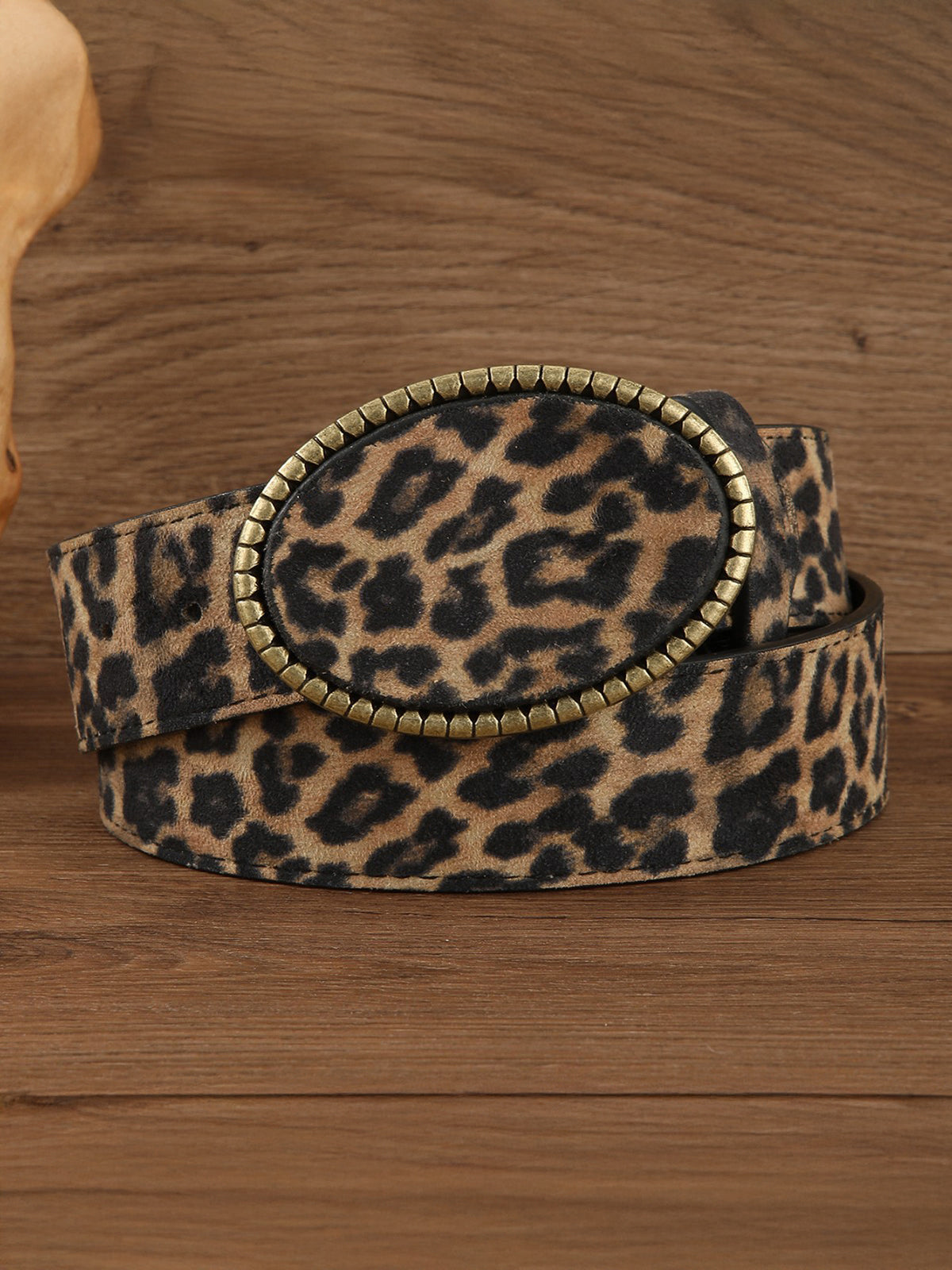 Leopard Print PU Leather Belt-Chicvia
