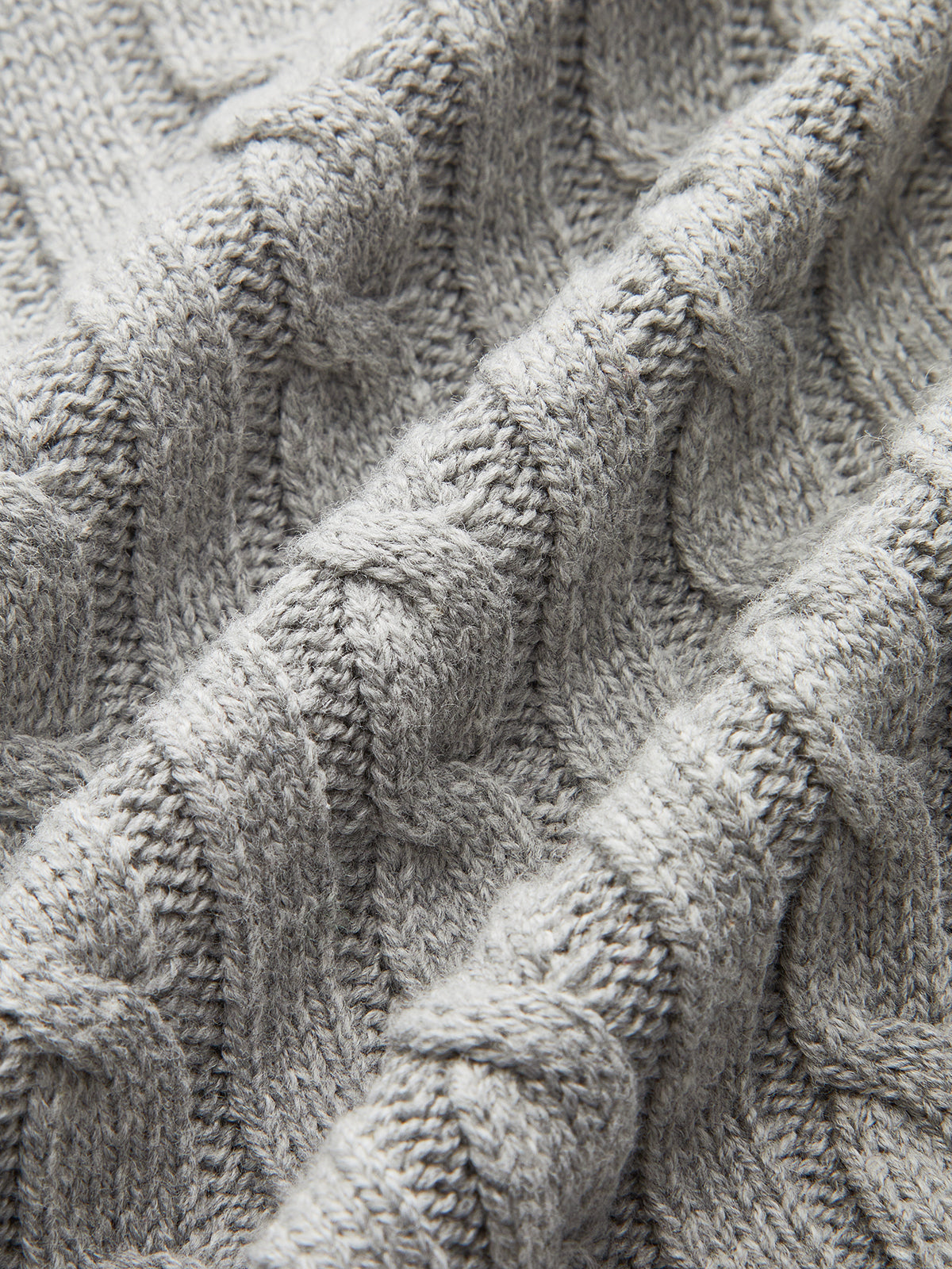 Metal Button Denim Collar Cable-Knit Top-Chicvia