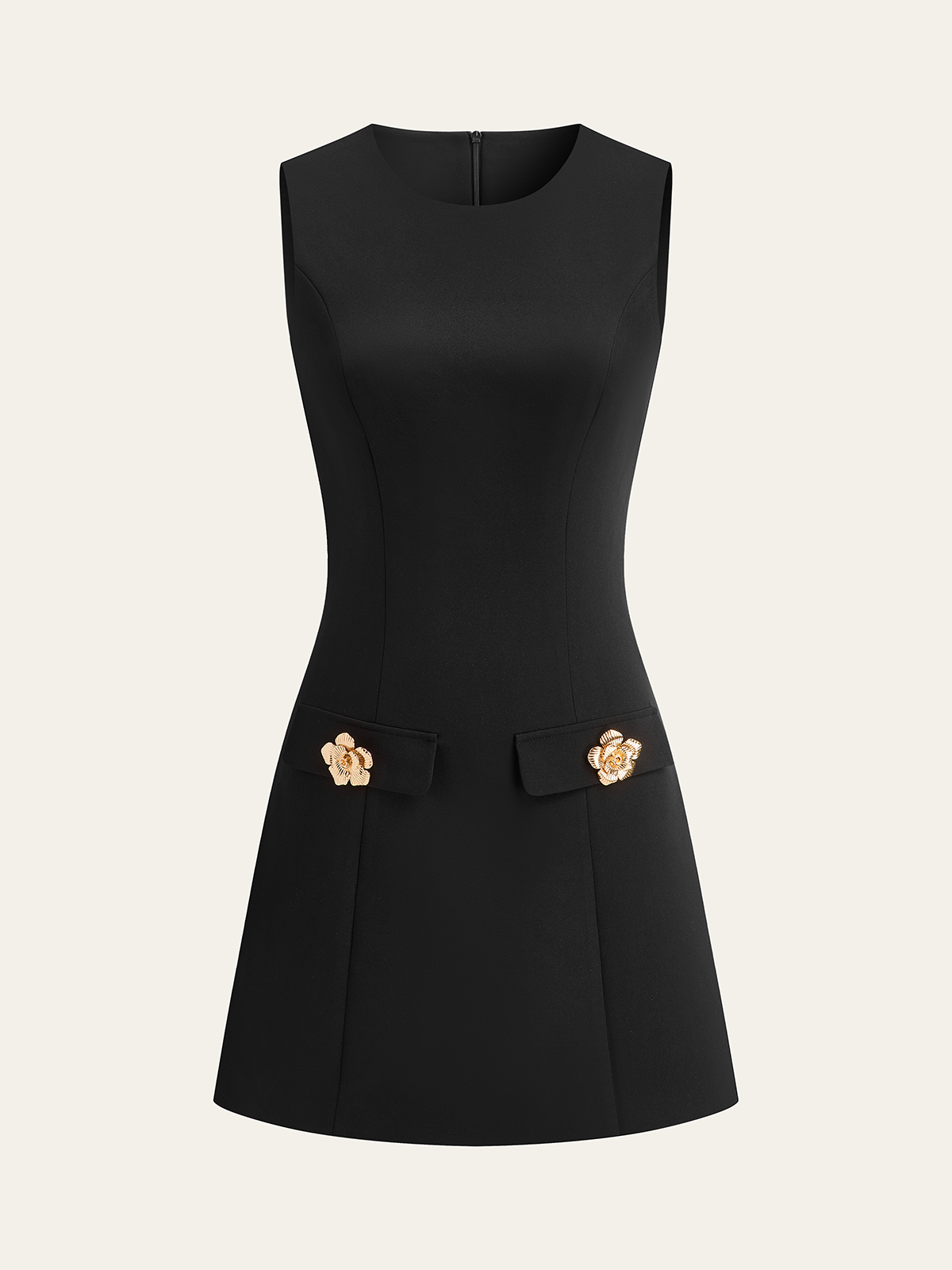 Detachable Cape Metal Floral Detail Dress Set-Chicvia