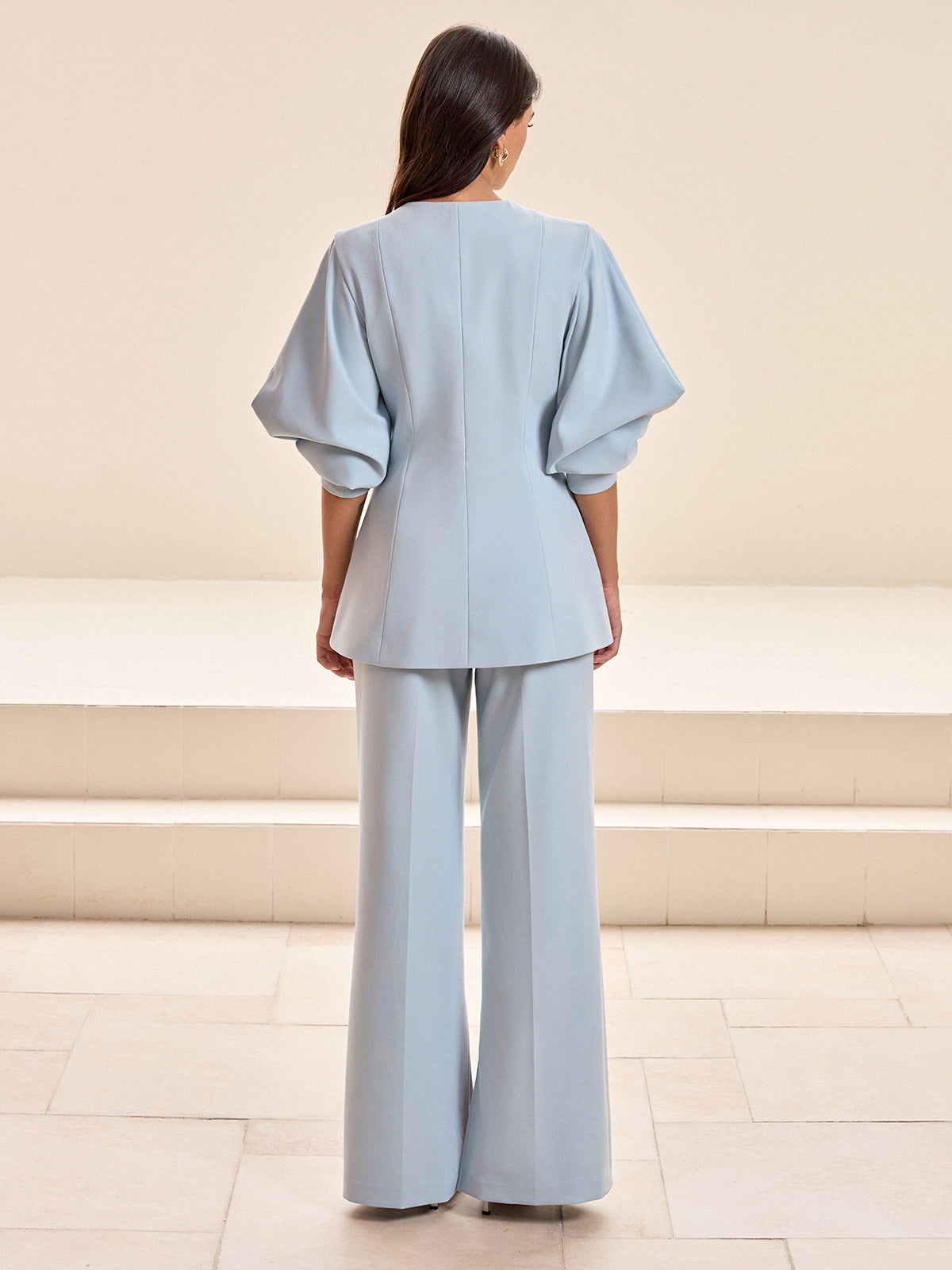 Mid-Waist Wide-Leg Slit Pants-Chicvia