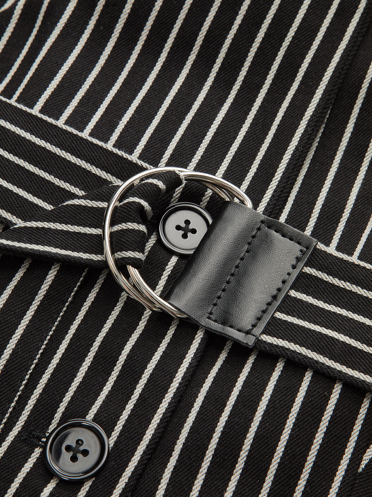 Cotton-Blend Striped Belted Longline Vest-Chicvia