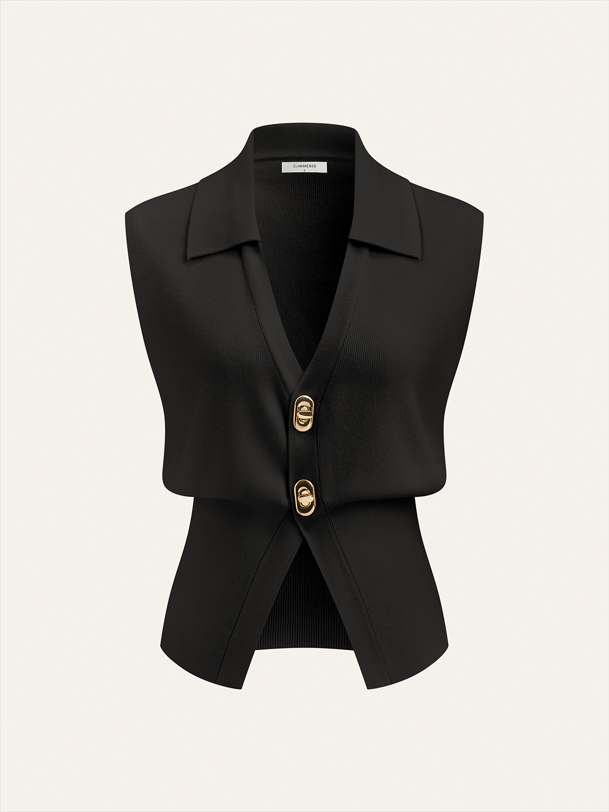 Metal Buttons Knit Vest-Chicvia