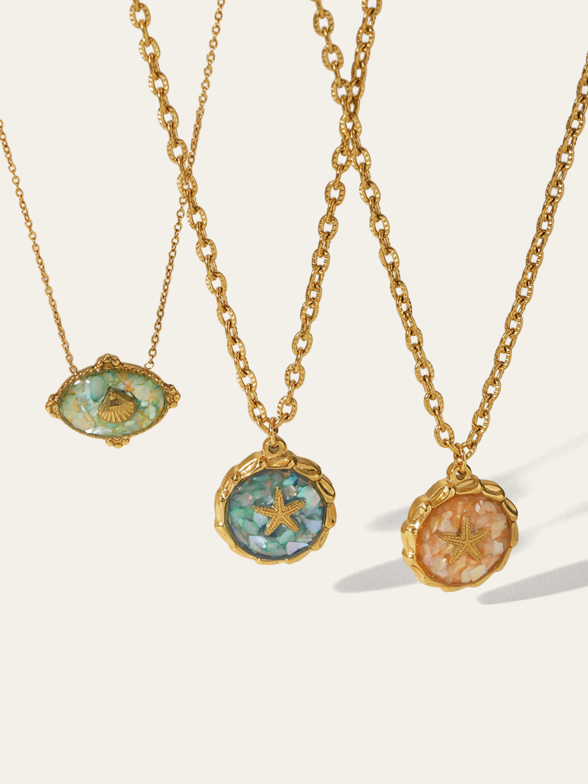 Golden Starfish Pendant Necklace-Chicvia