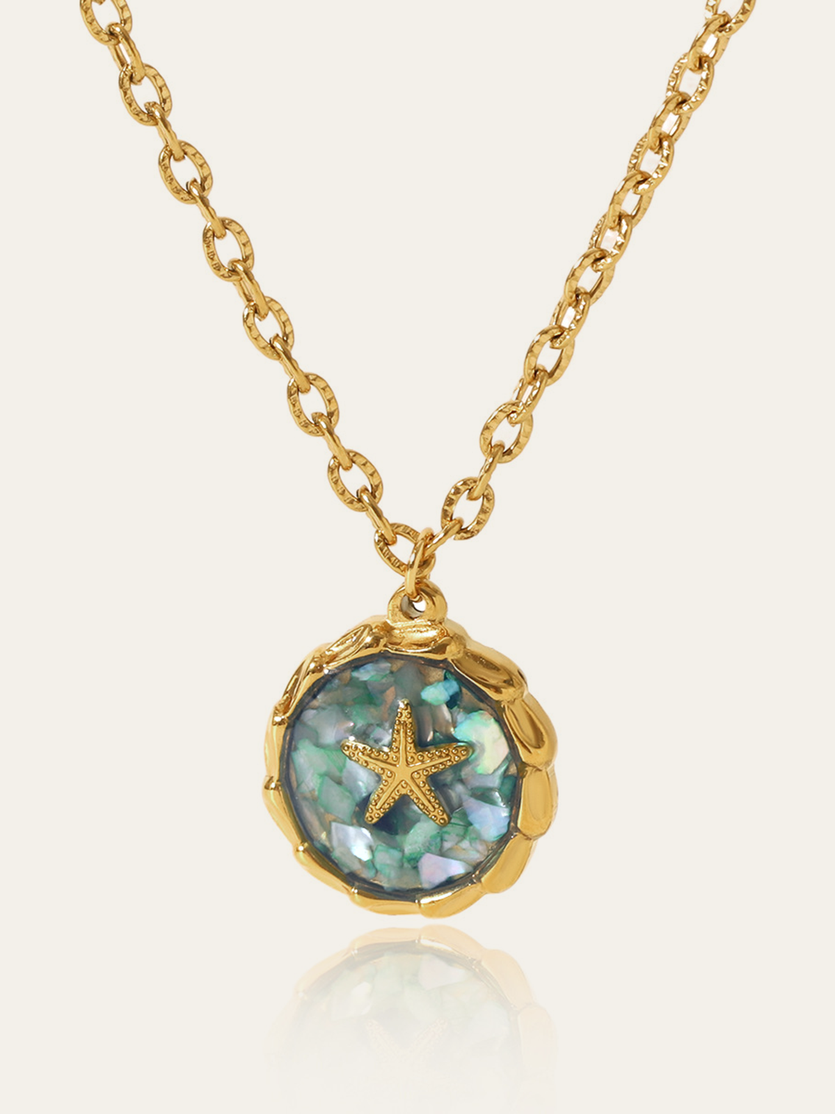 Golden Starfish Pendant Necklace-Chicvia