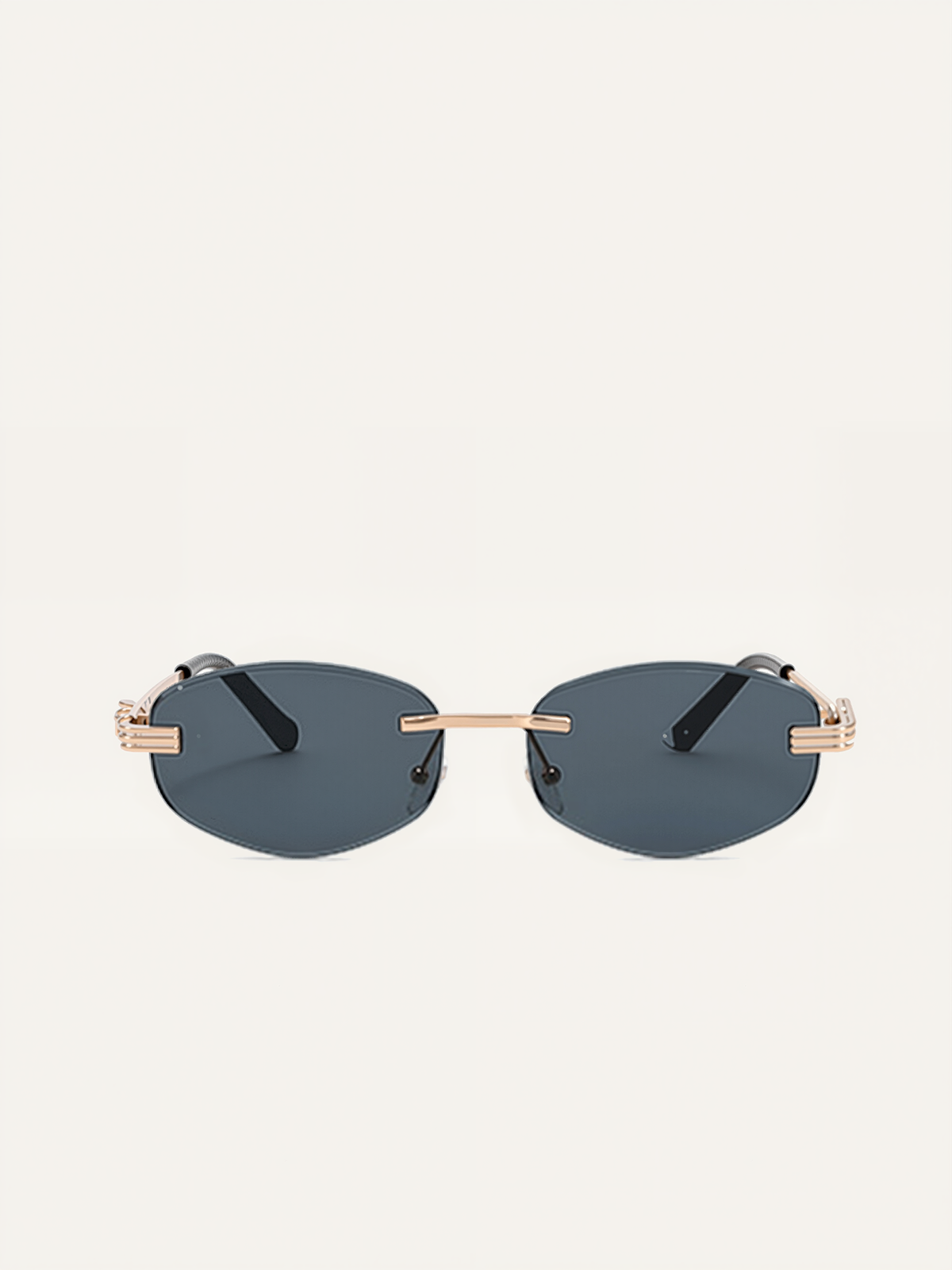 Golden Rimless Oval Sunglasses-Chicvia