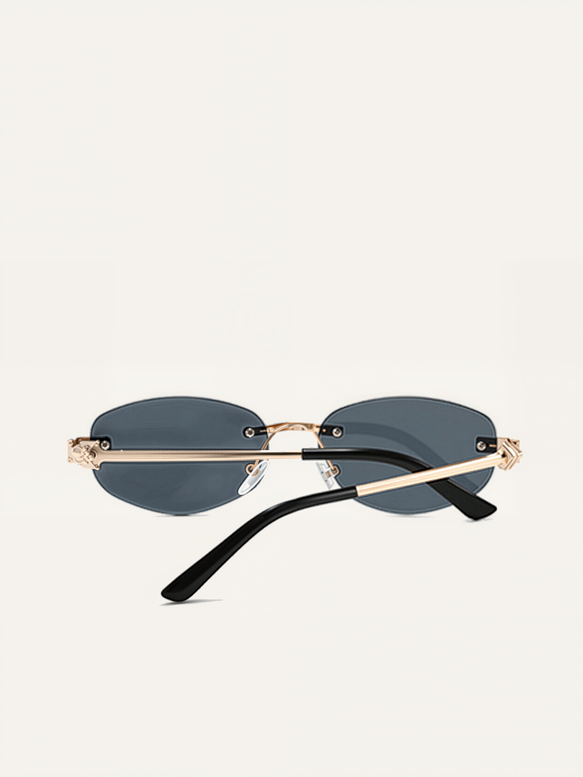 Golden Rimless Oval Sunglasses-Chicvia