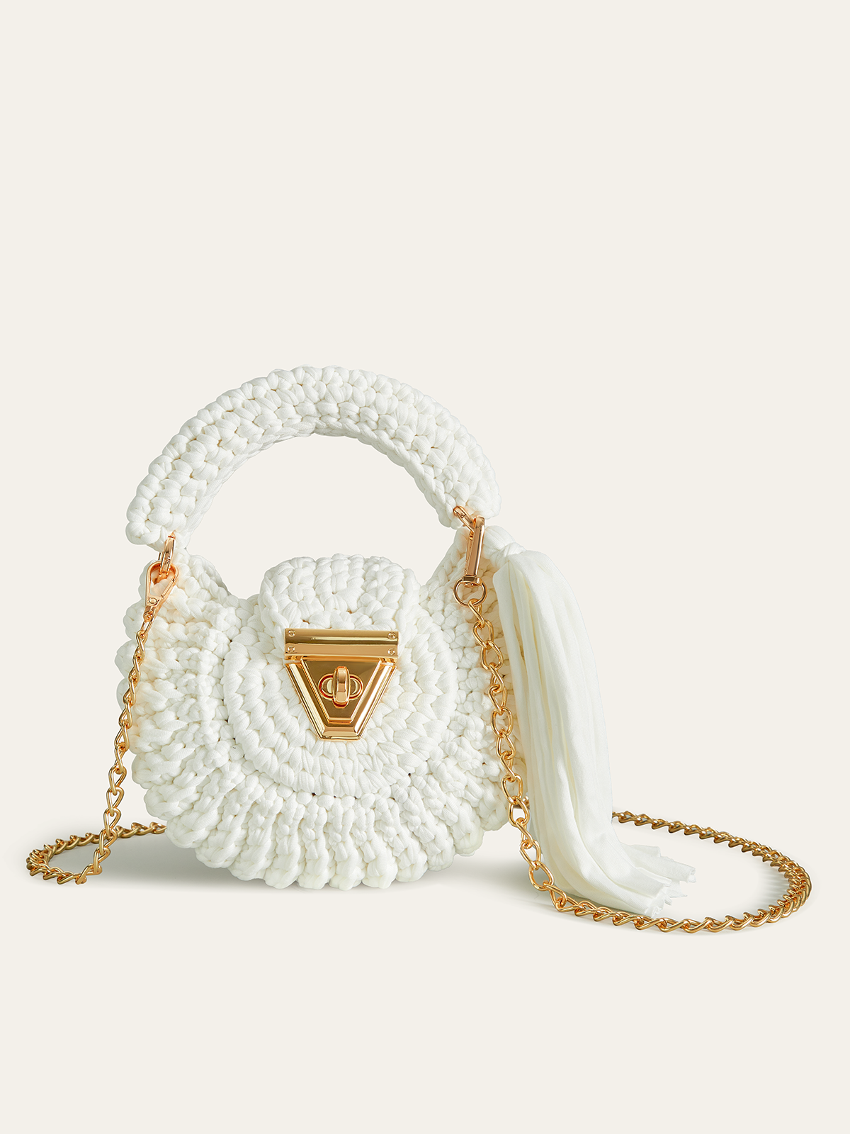 Crochet Top-Handle Bag-Chicvia
