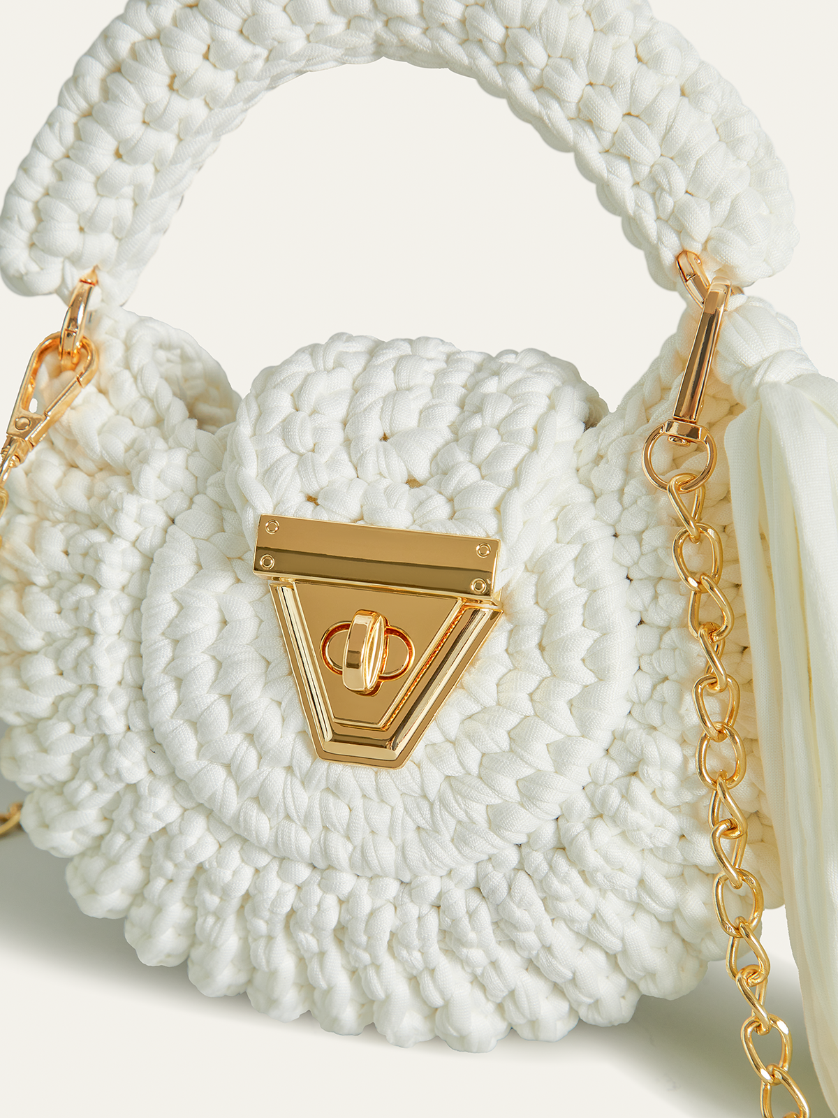 Crochet Top-Handle Bag-Chicvia