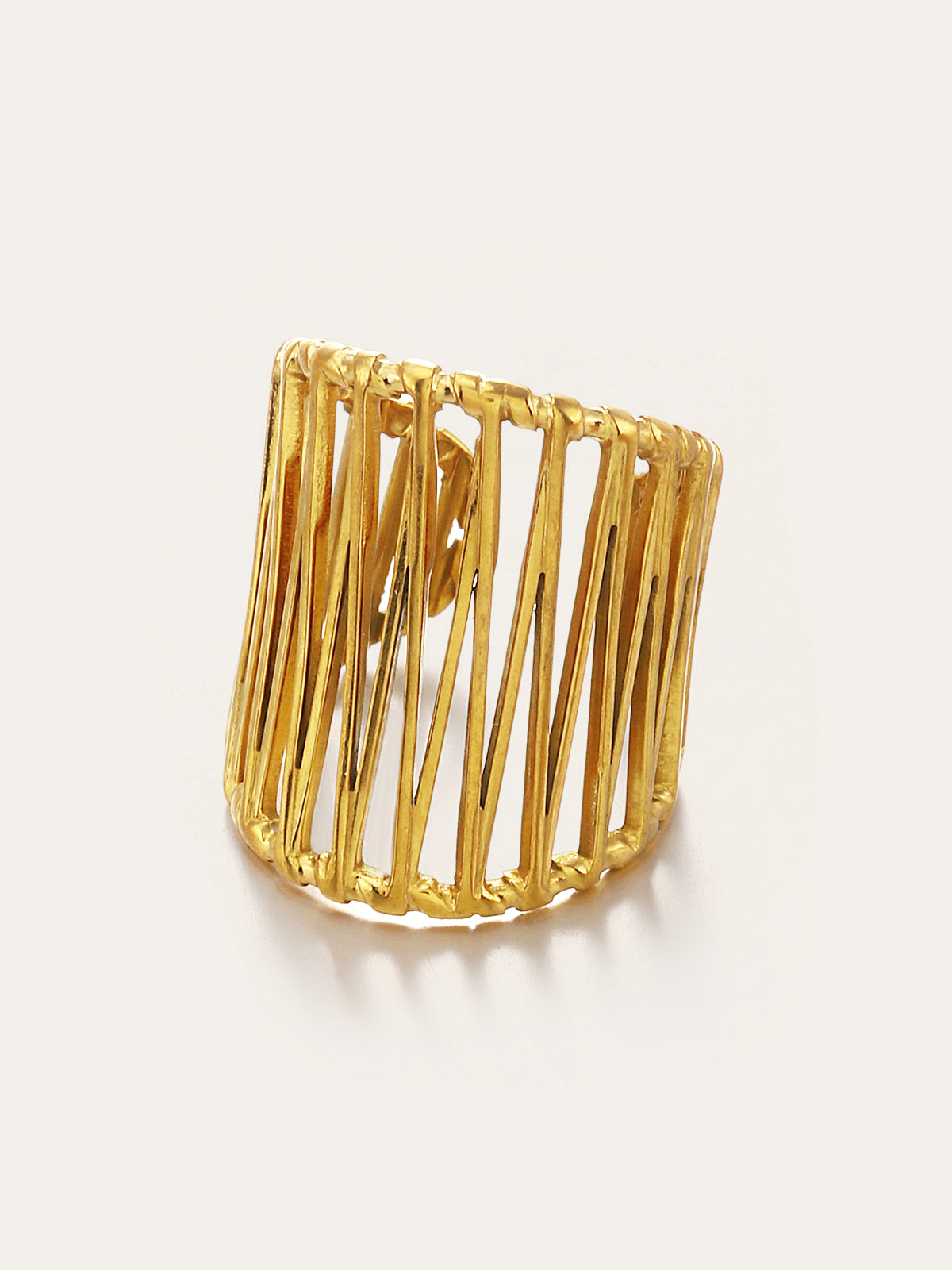 Golden Geometric Cut-Out Ring-Chicvia