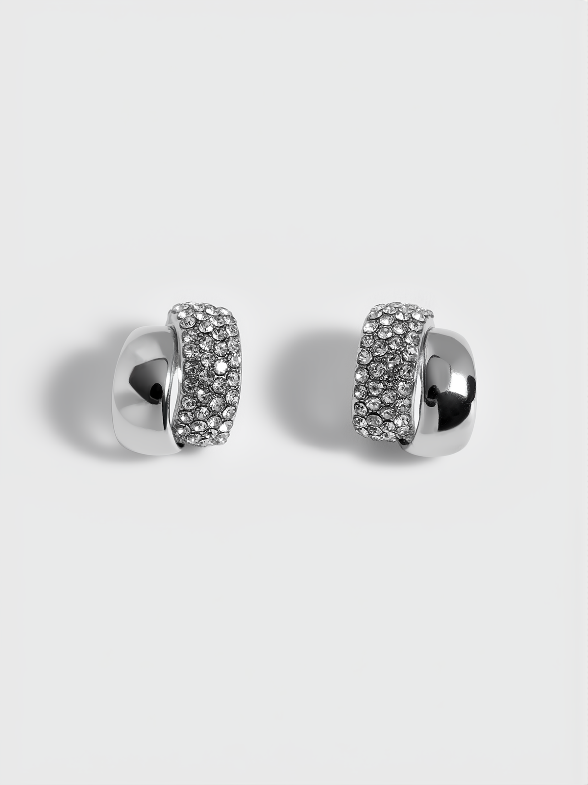 Pave Crystal Stud Earrings-Chicvia