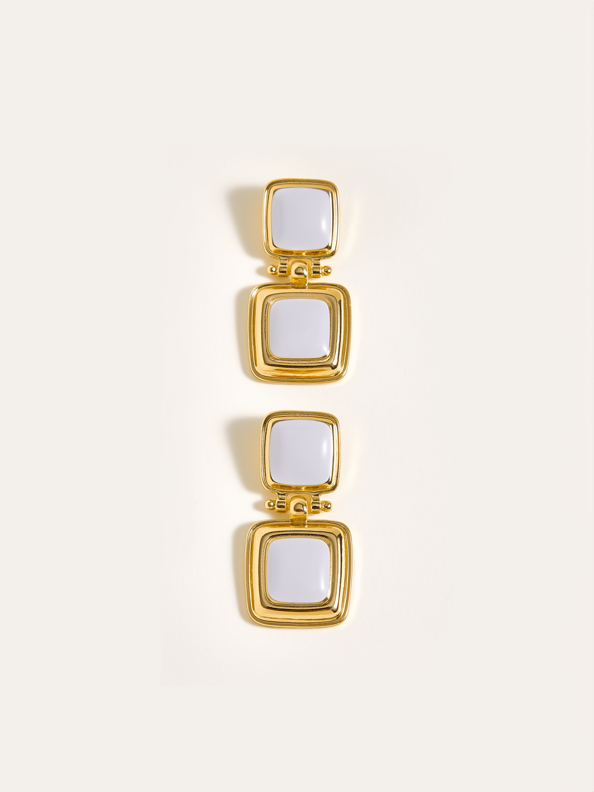 Double Square Drop Earrings-Chicvia