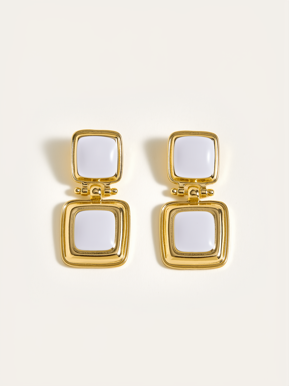 Double Square Drop Earrings-Chicvia