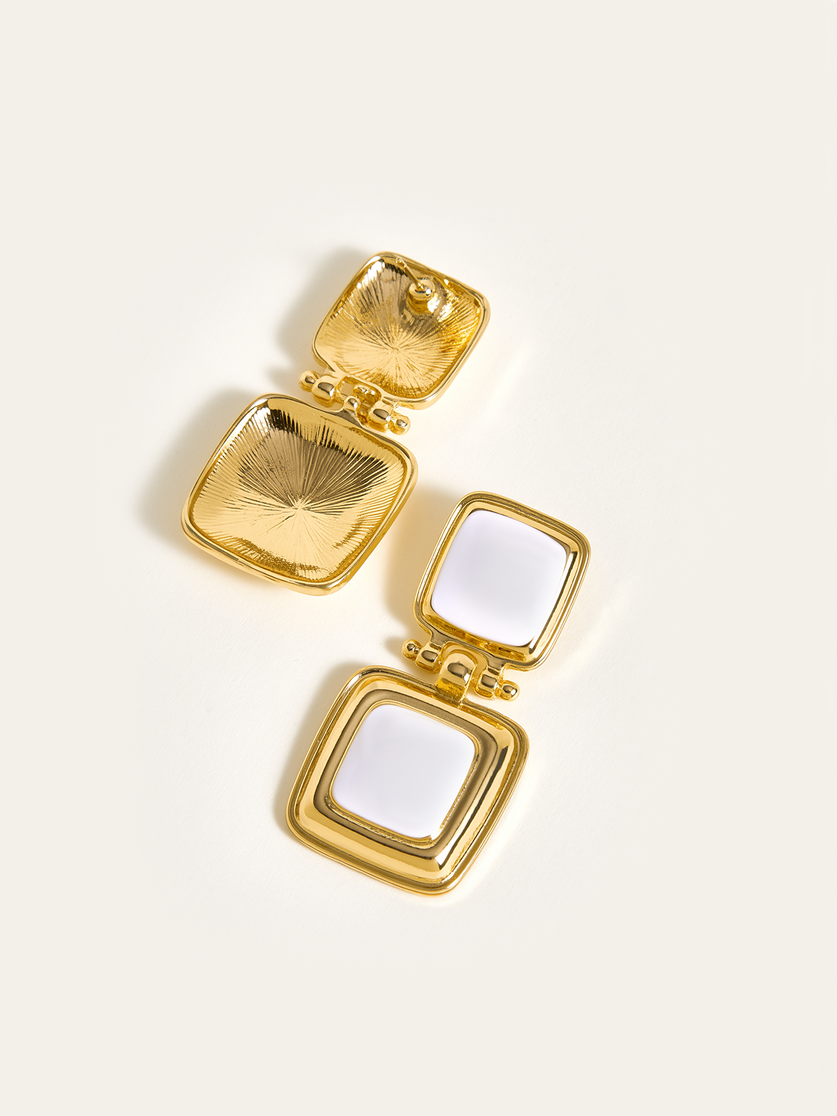 Double Square Drop Earrings-Chicvia