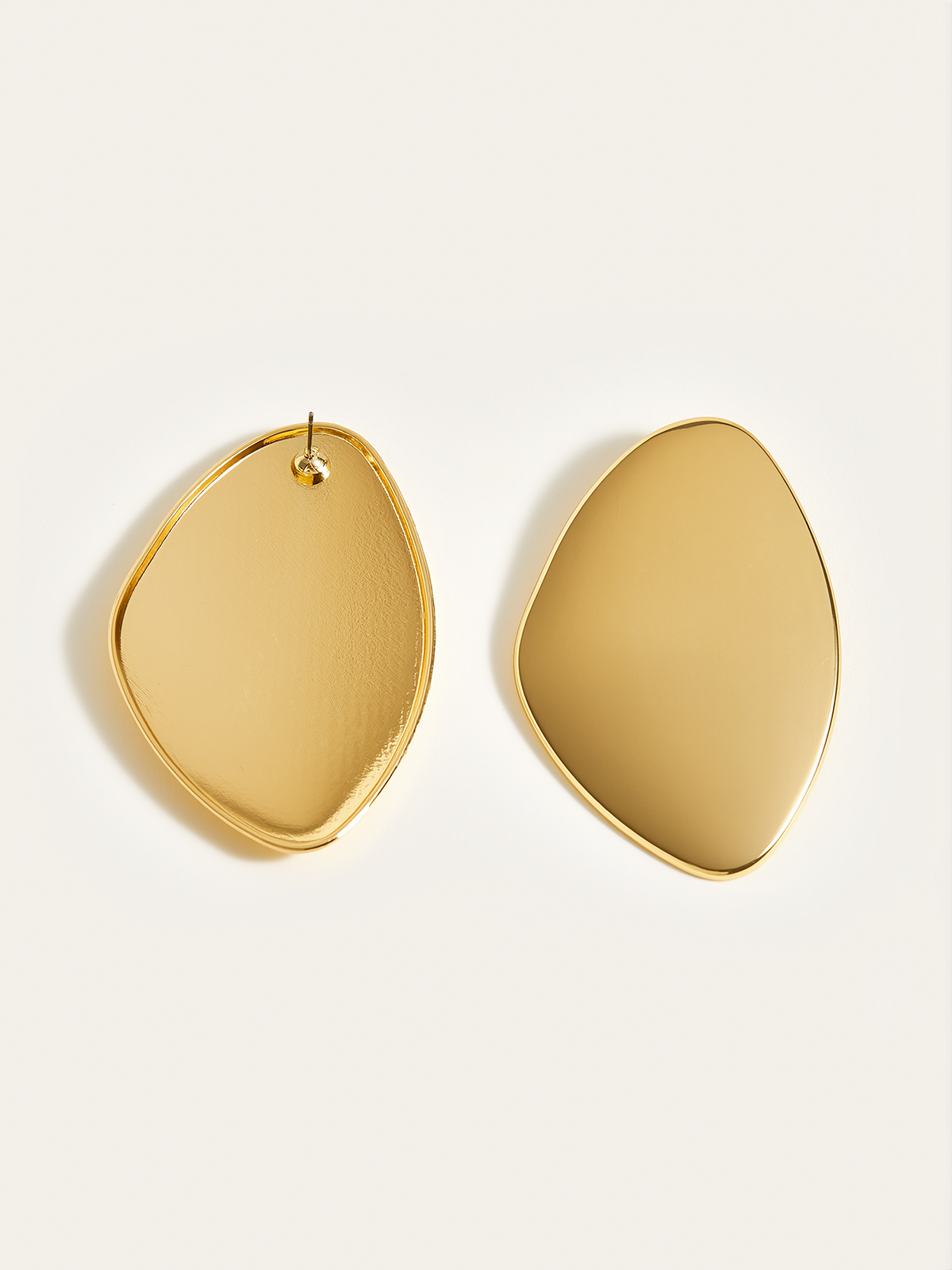 Golden Irregular  Smooth Earrings-Chicvia