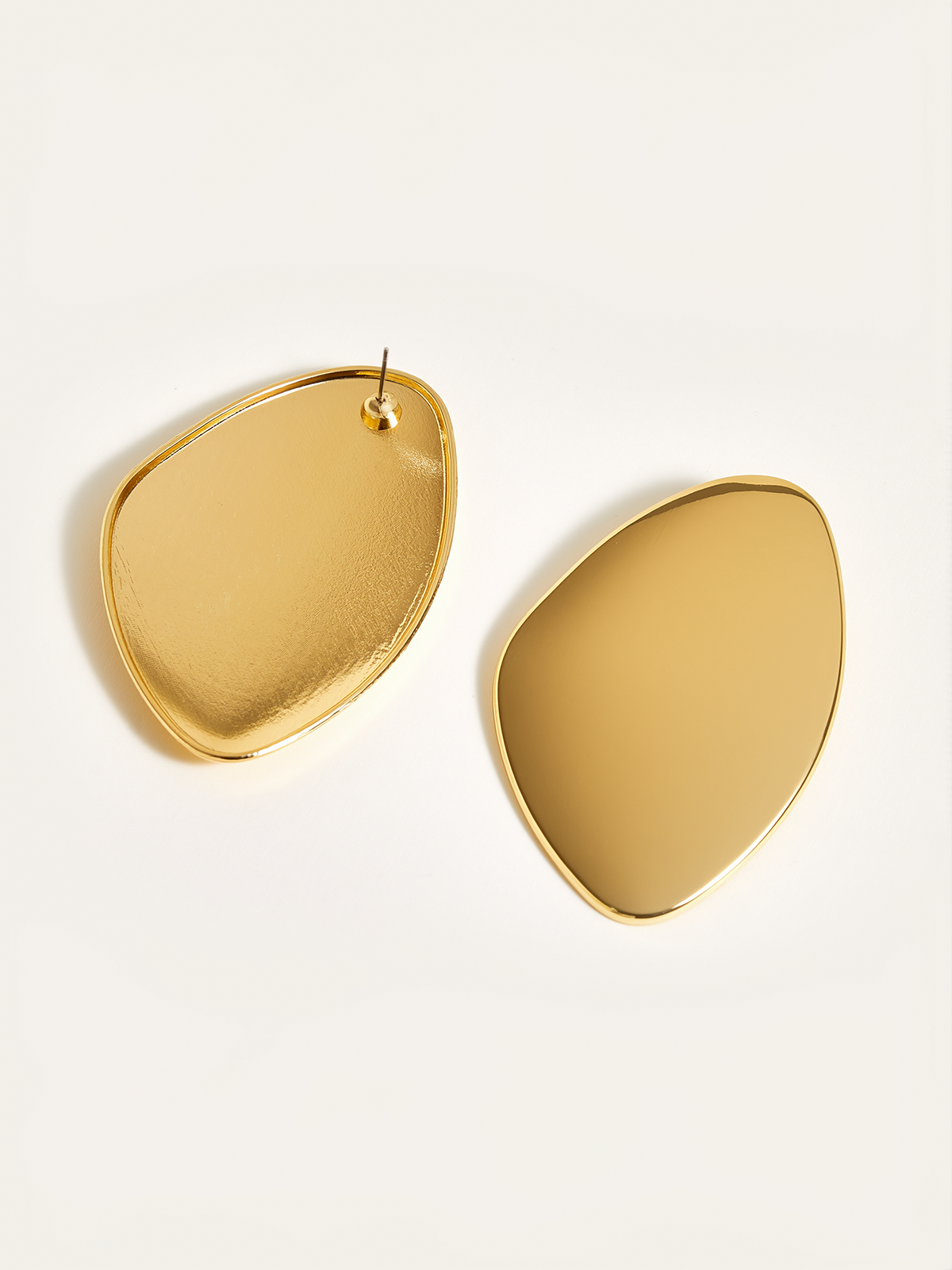 Golden Irregular  Smooth Earrings-Chicvia