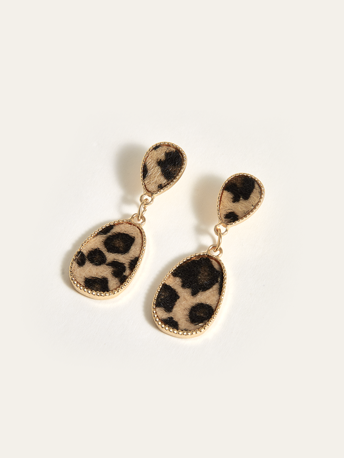 Leopard-Print Drop Earrings-Chicvia