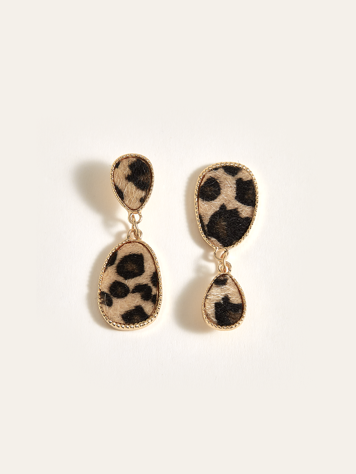 Leopard-Print Drop Earrings-Chicvia