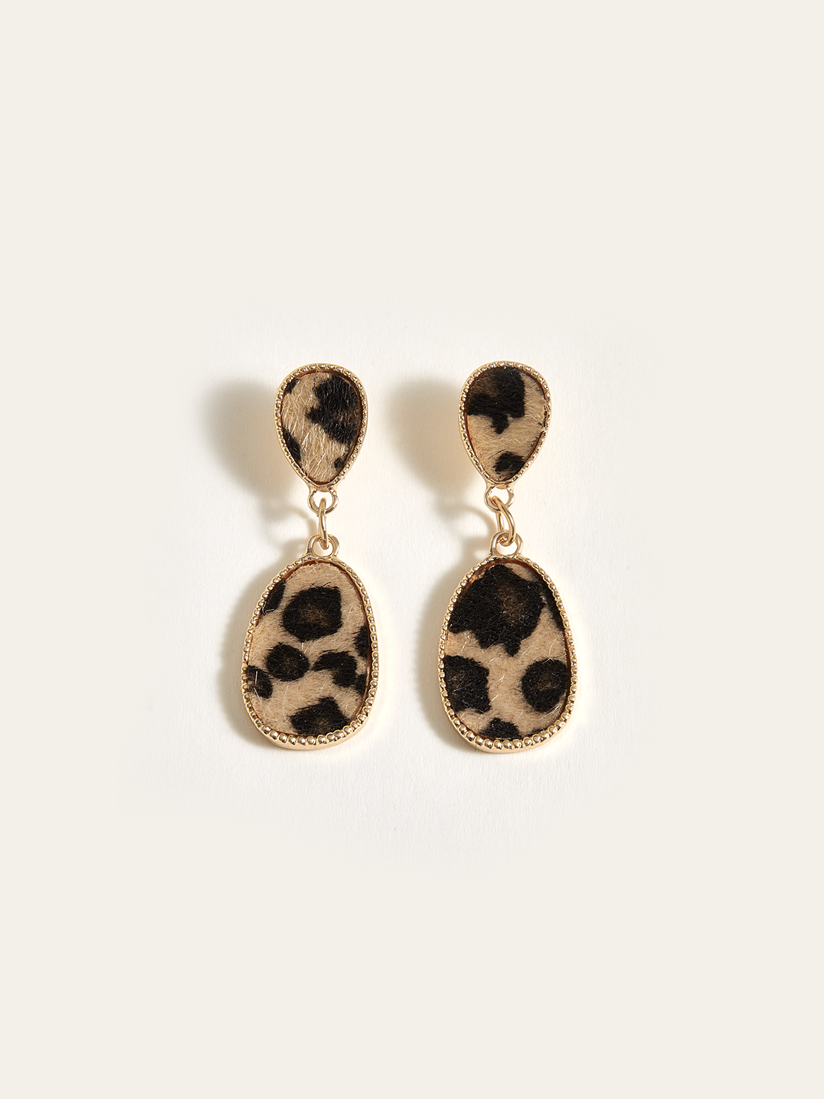 Leopard-Print Drop Earrings-Chicvia