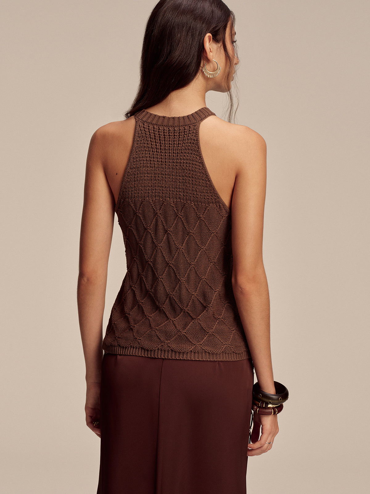 Diamond Pattern Sweater Vest-Chicvia