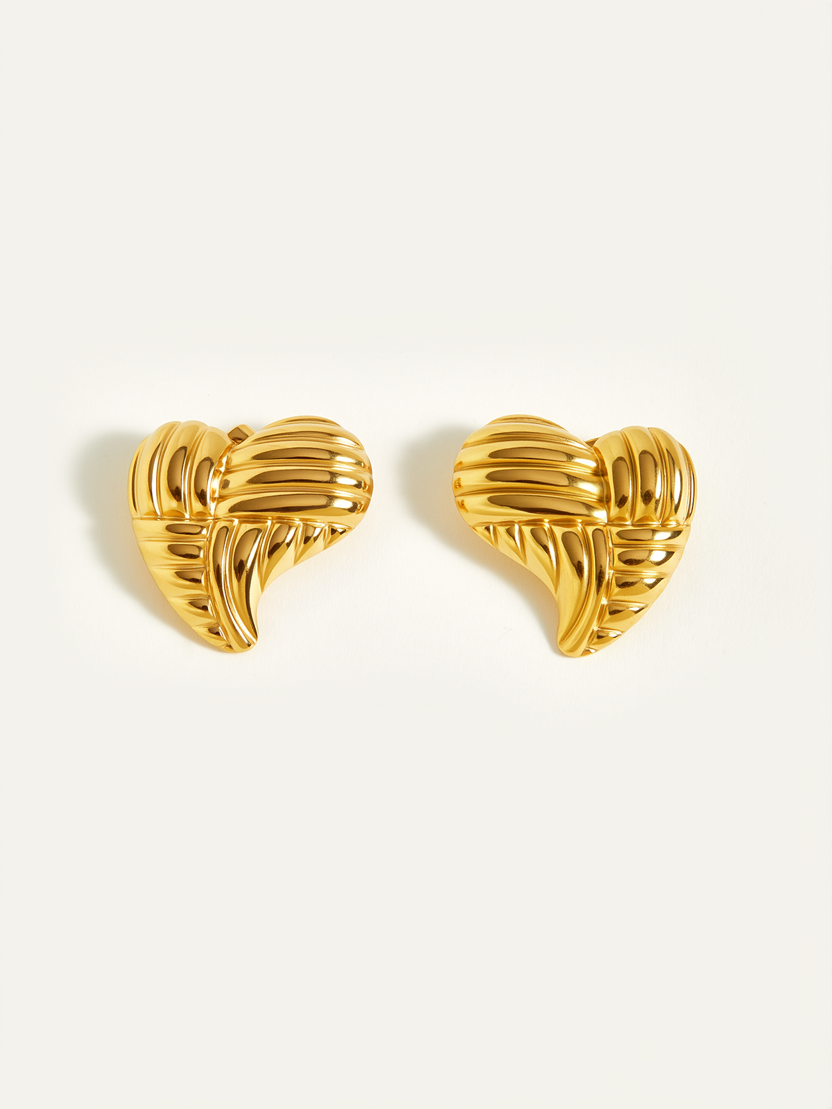 Golden Heart-Shaped Stud Earrings-Chicvia