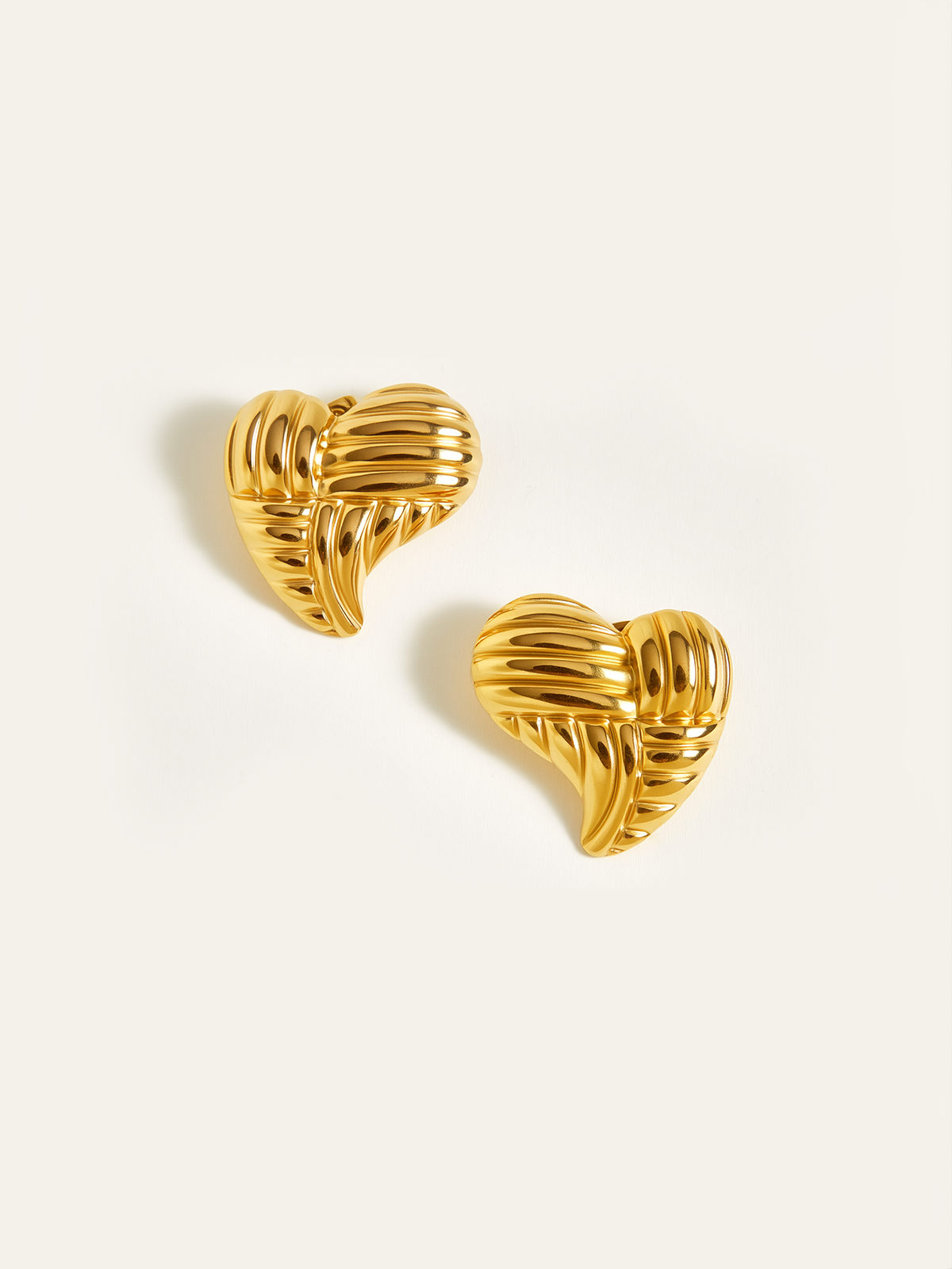 Golden Heart-Shaped Stud Earrings-Chicvia