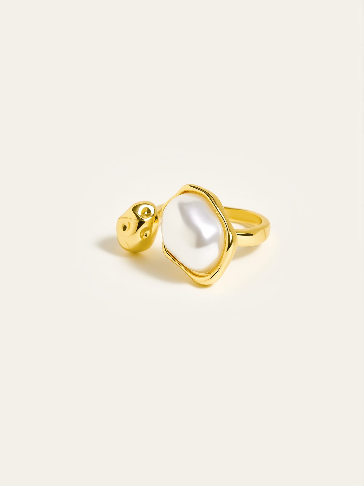 Golden Pearl Open Ring-Chicvia