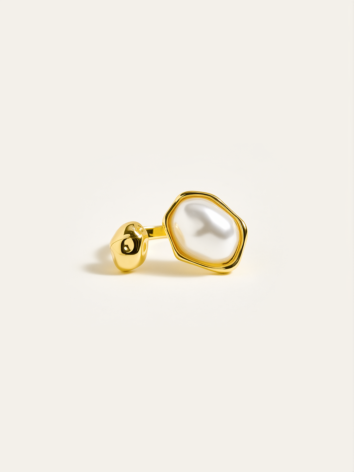 Golden Pearl Open Ring-Chicvia