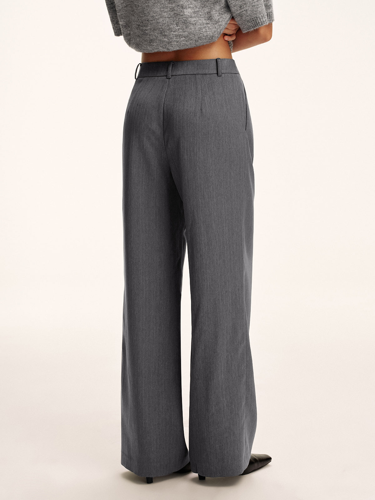 Cotton-Blend Pleated Pants without Belt-Chicvia