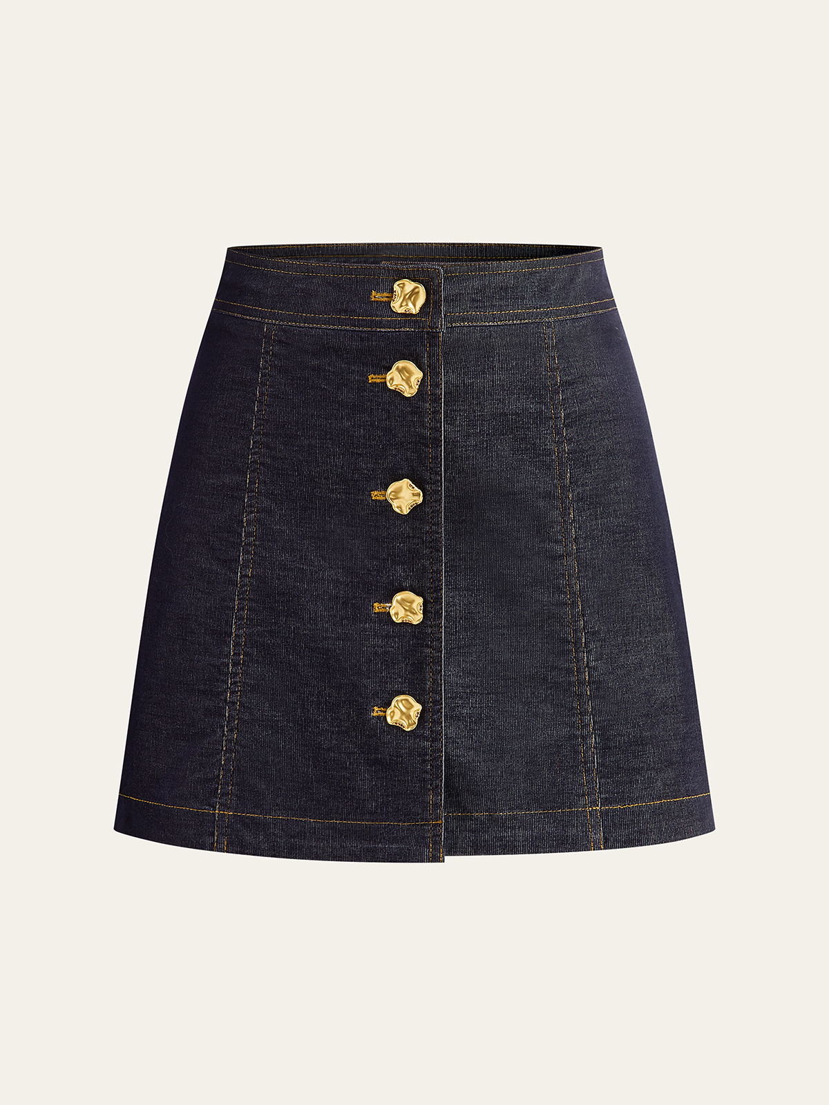 Metal Button-Front Mini Skirt-Chicvia